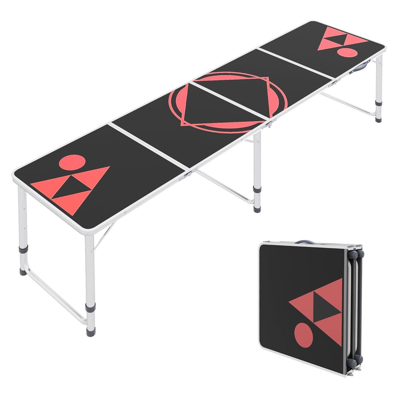 Mesa de Camping Plegable Outsunny 240cm Ajustable Negra y Roja