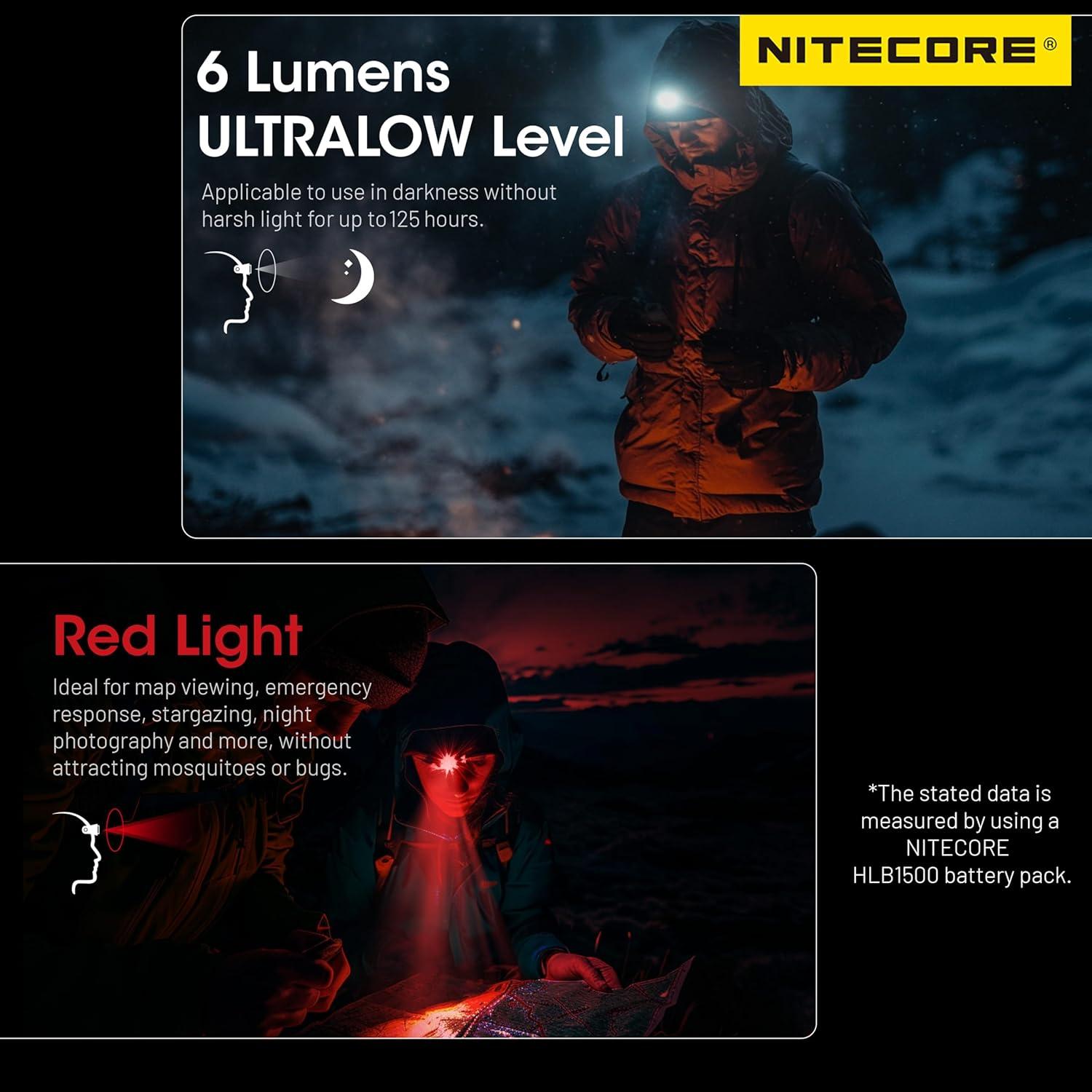 Nitecore HA23 UHE 600 Lumen MCT Outdoor Headlamp Multiple Color Temperatures Lightweight AAA Headlight Tag (Blue)