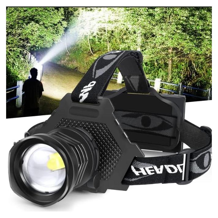 Linterna Frontal LED Recargable BUD K XHP70 1080 Lúmenes IPX6