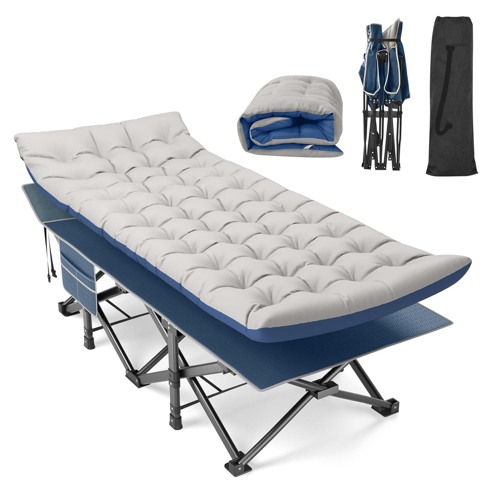 Cama de Camping Plegable Suteck XXL 200x81cm 1200D con Almohada