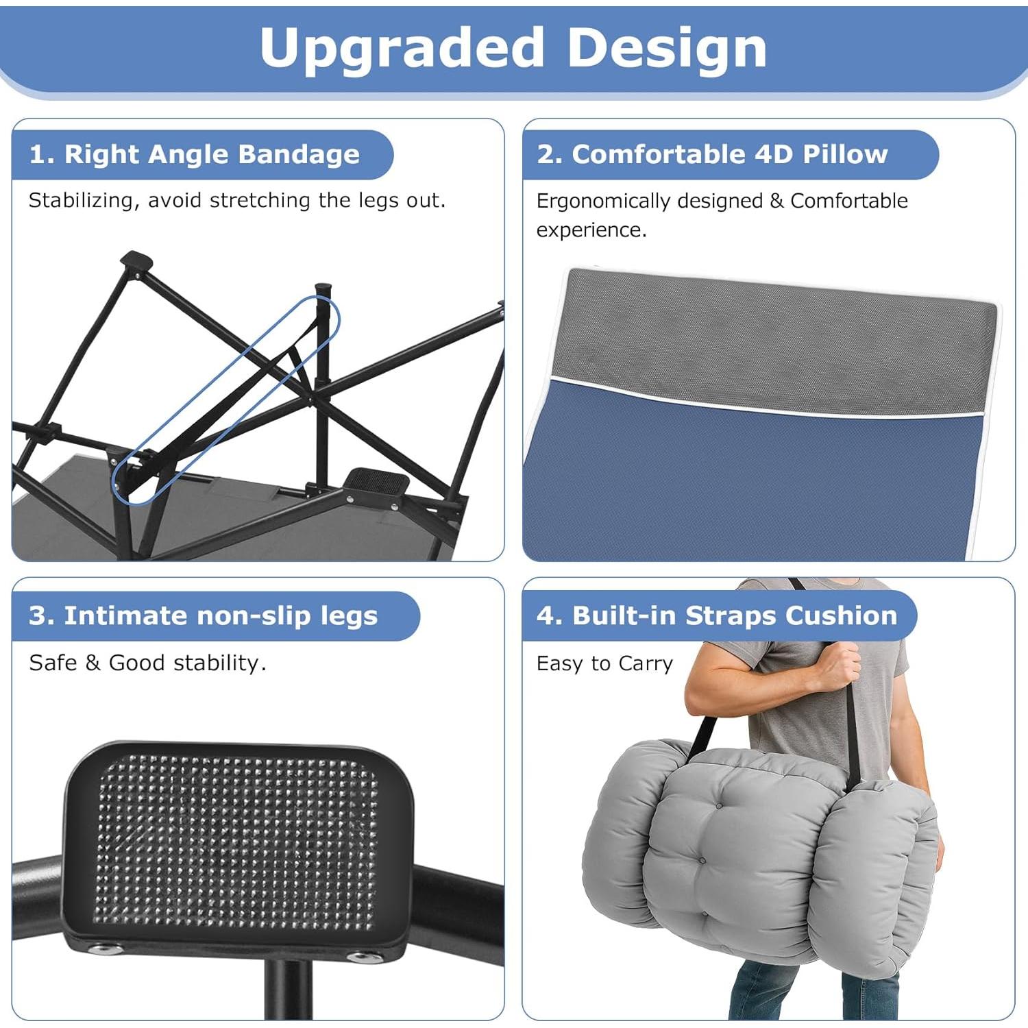 Cama de Camping Plegable Suteck XXL 200x81cm 1200D con Almohada