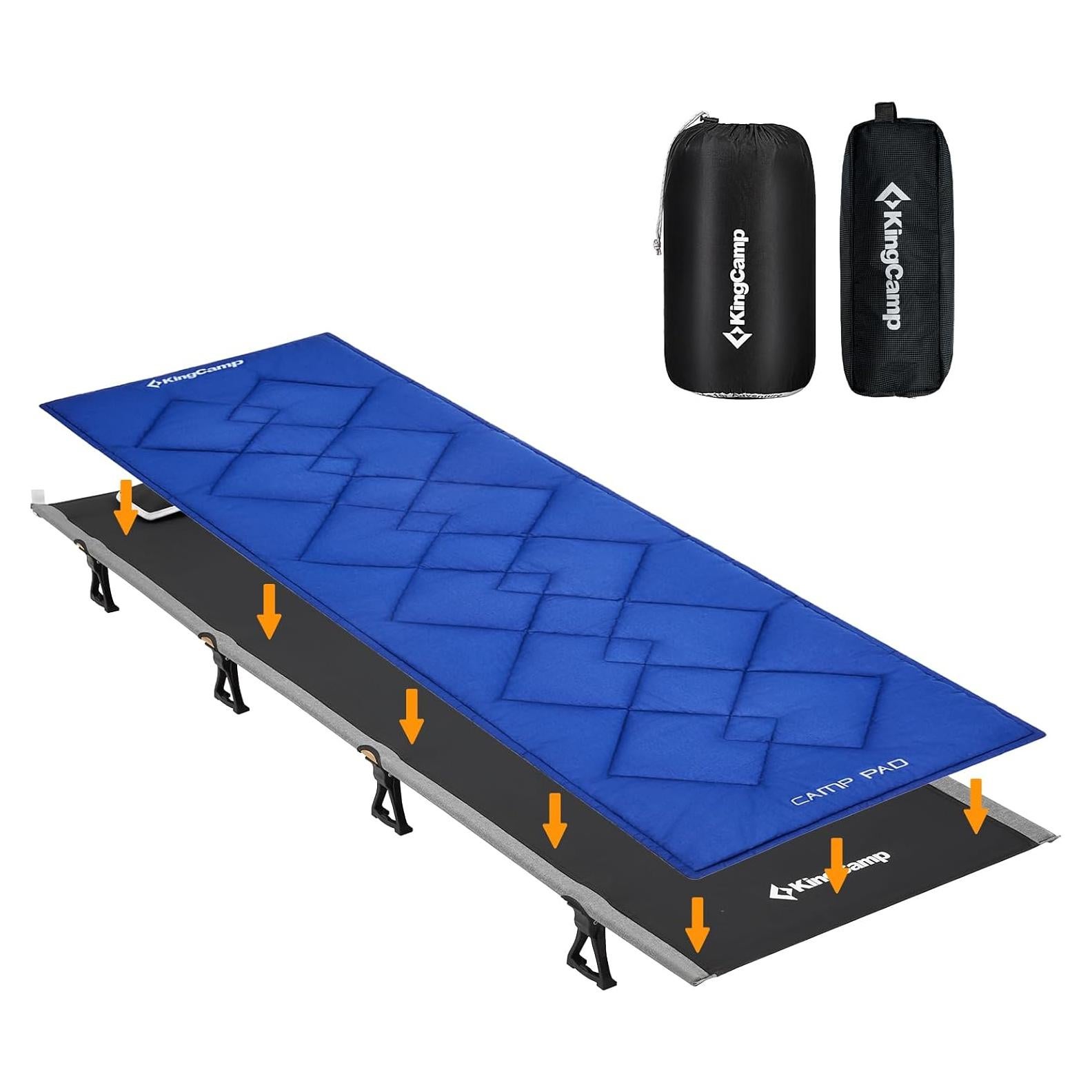 Cama de Camping Plegable KingCamp 120kg con Almohadilla Negra
