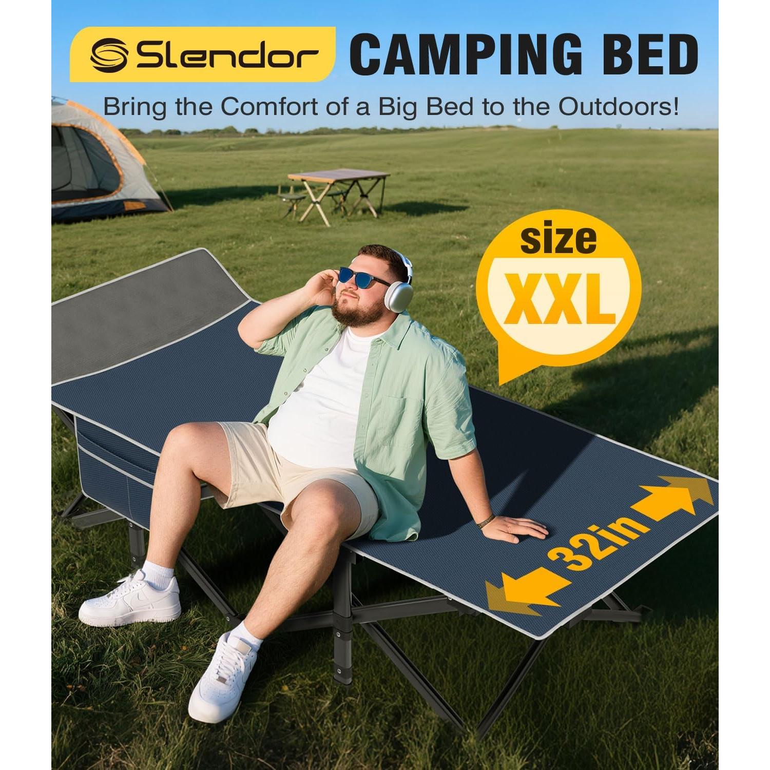 Cama de Camping Slendor XXL Plegable con Colchón 200.7x81.3cm