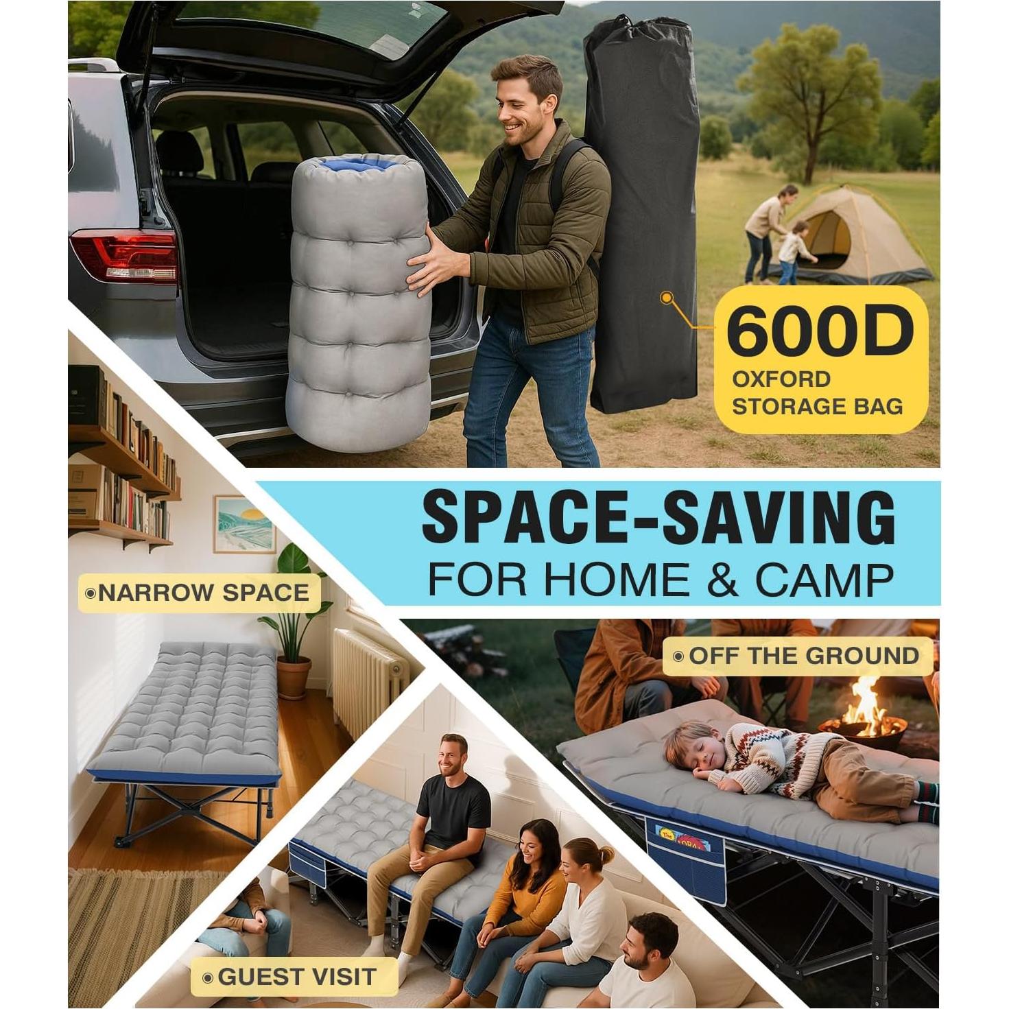 Cama de Camping Slendor XXL Plegable con Colchón 200.7x81.3cm