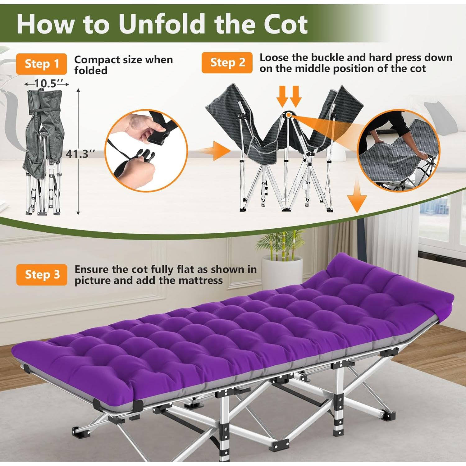 Cama de Camping Plegable Slendor XL con Colchón 226.8kg