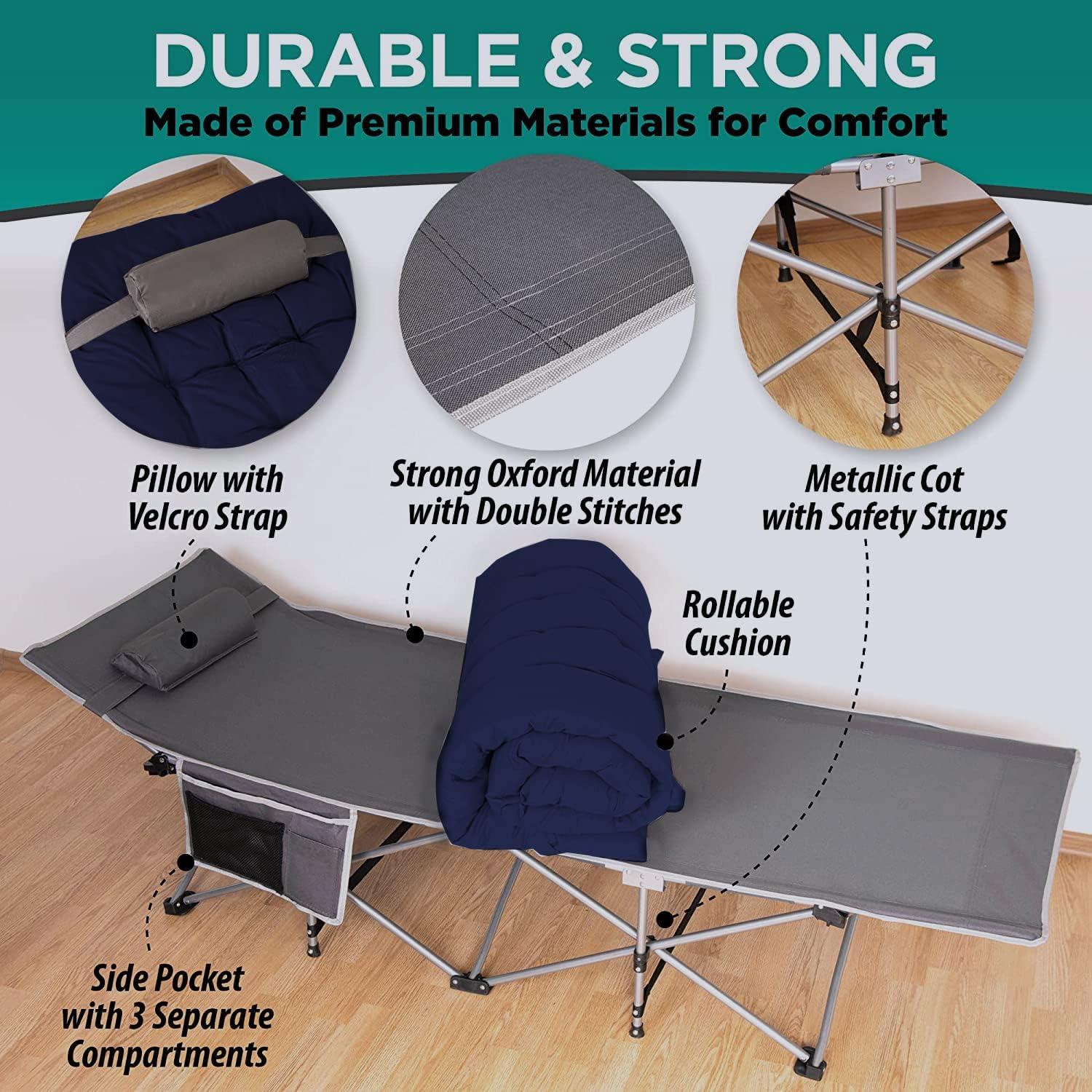 Cuna de Camping Plegable ZONETECH con Almohadilla 185x68cm