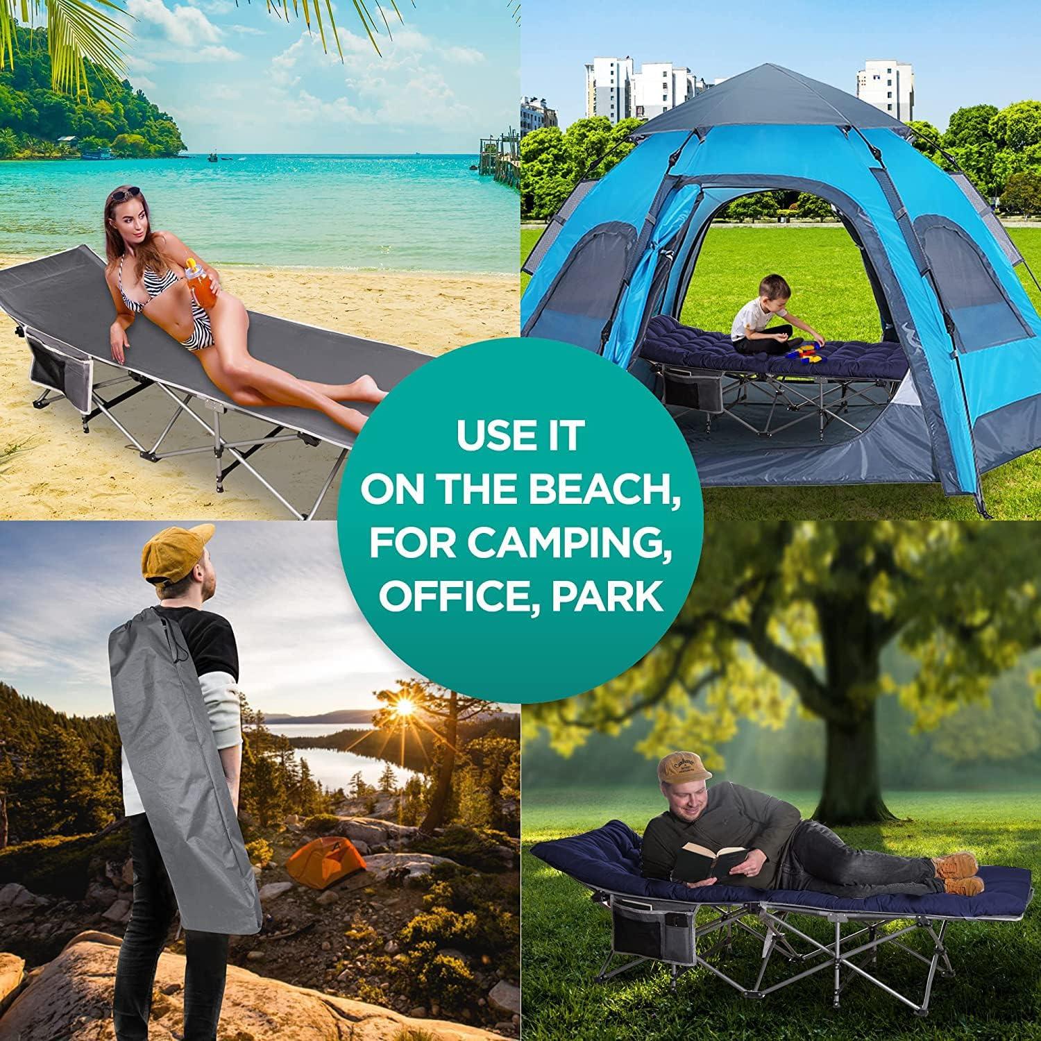 Cuna de Camping Plegable ZONETECH con Almohadilla 185x68cm