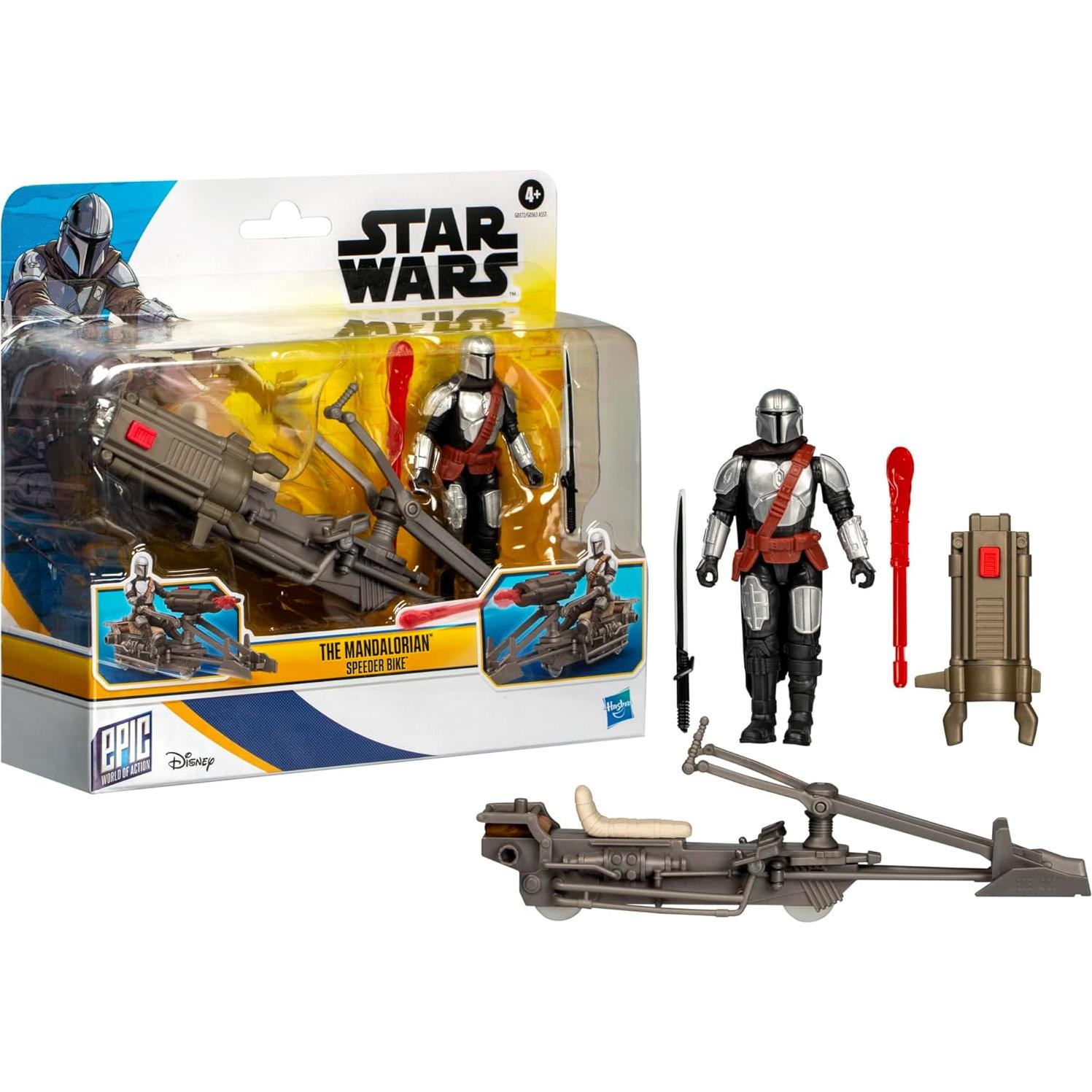 Figura de Acción El Mandaloriano con Moto Speeder Hasbro 10 cm