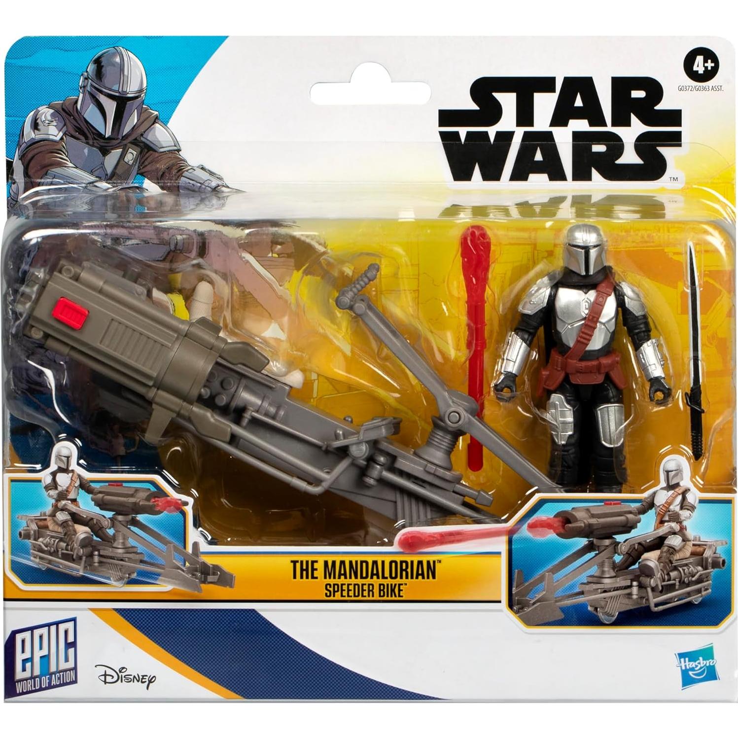 Figura de Acción El Mandaloriano con Moto Speeder Hasbro 10 cm