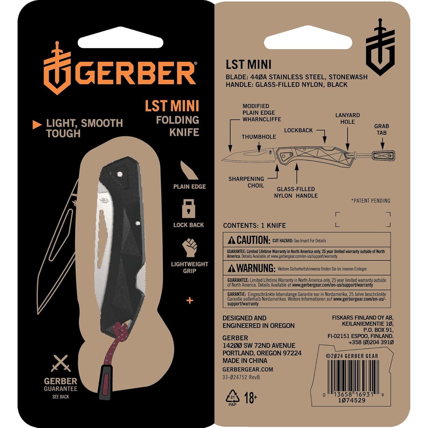 Cuchillo de bolsillo Gerber Gear LST Mini - Acero inoxidable 4.8 cm