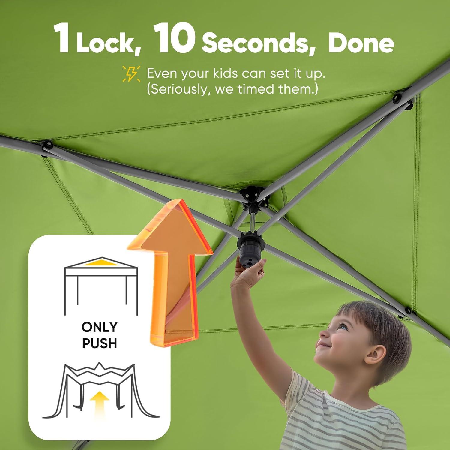 Carpa Plegable Quictent 3x3m Verde Impermeable con Ventanas