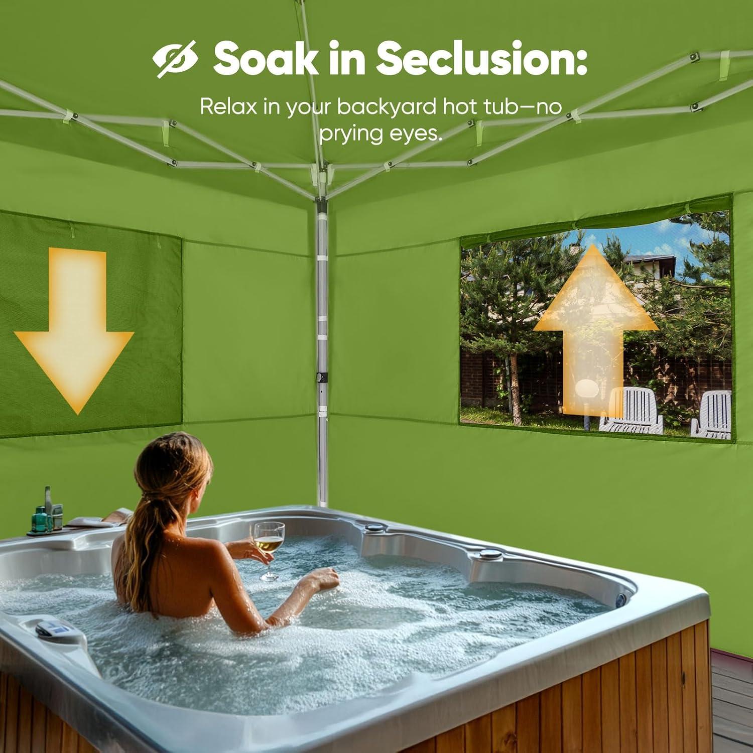 Carpa Plegable Quictent 3x3m Verde Impermeable con Ventanas