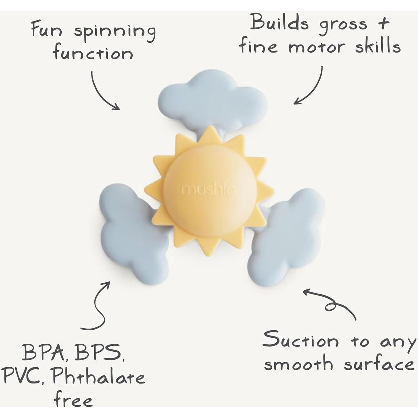 Juguete giratorio de succión Mushie Sunshine para baño 13.3 cm