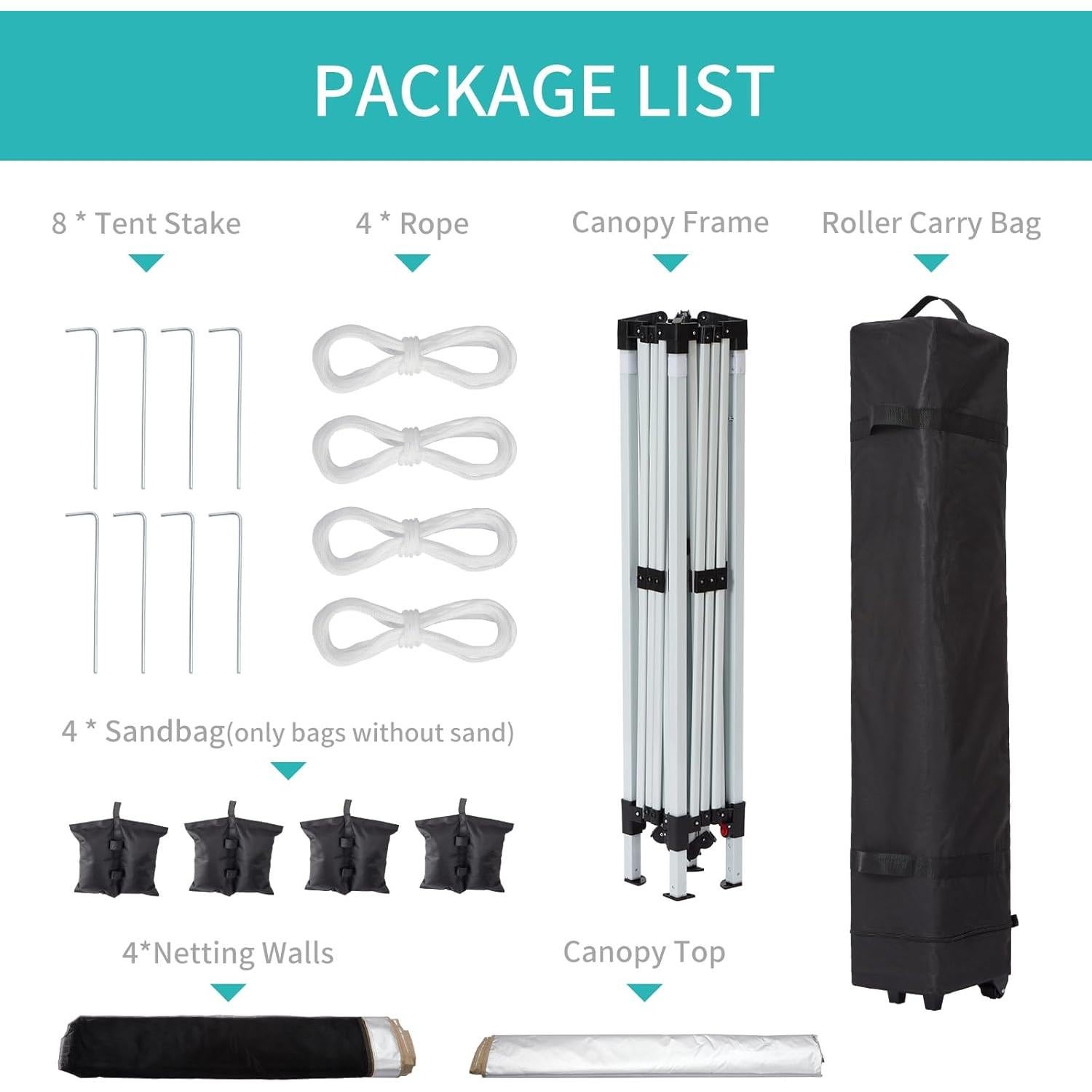 Carpa Plegable GarveeLife 3x3m Impermeable con Mosquitera