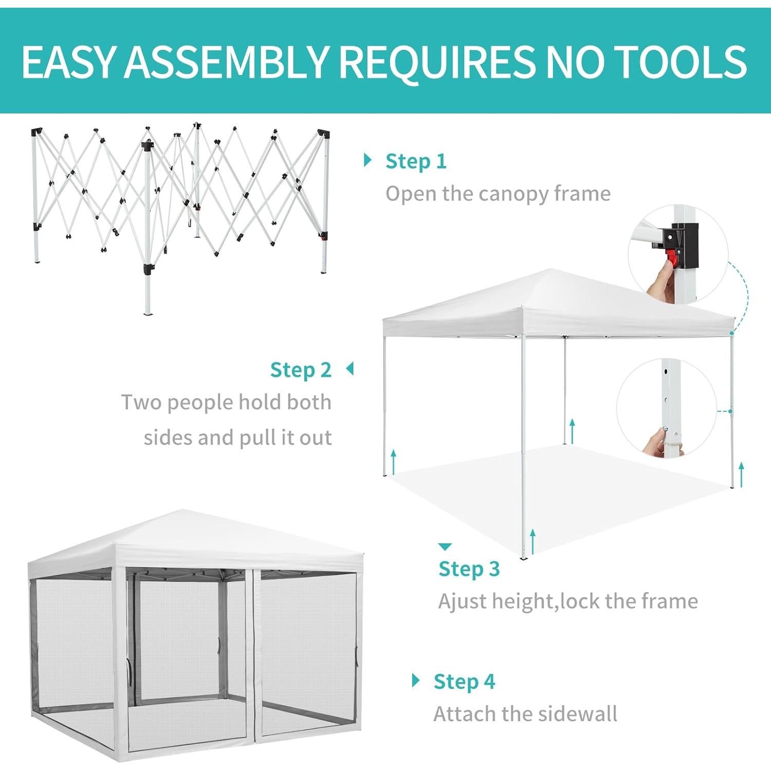 Carpa Plegable GarveeLife 3x3m Impermeable con Mosquitera