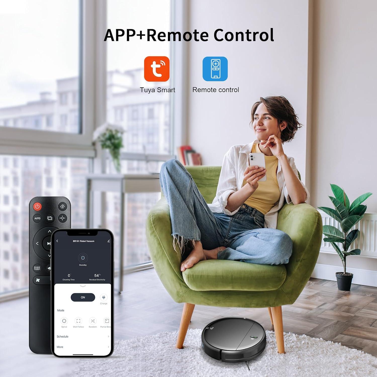 Robot Vacuum and Mop Combo, 2 in 1 Mopping Robot Vacuum Cleaner with Schedule, Wi-Fi/Voice/App, Strong Suction, Easy of Use, Self-Charging Robotic Vacuum, Slim, Ideal for Hard Floor, Pet Hair, Carpet