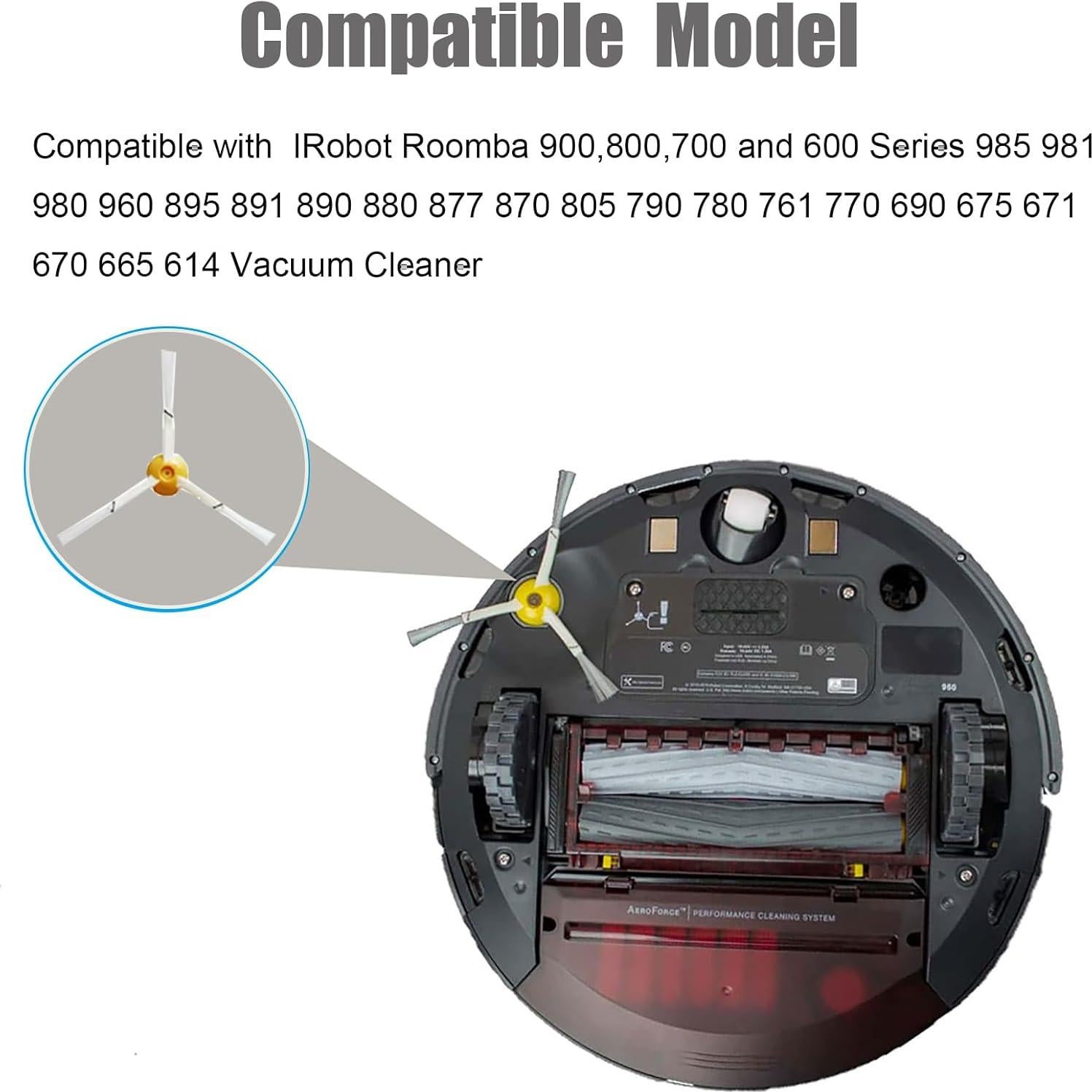 Cepillos Laterales de Reemplazo Vanclearidea para IRobot Roomba 600-900 - Paquete de 3