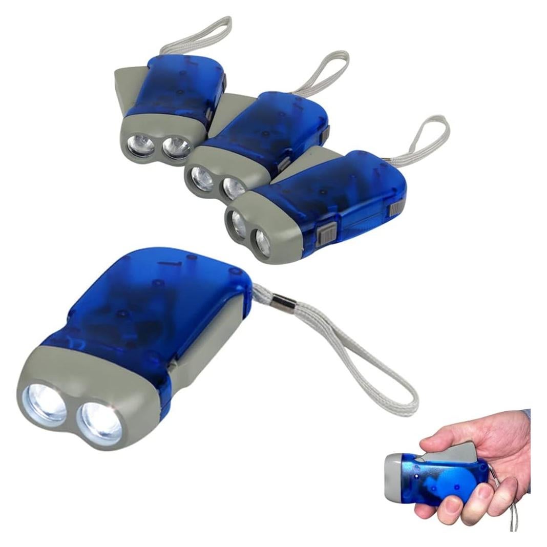 Linterna de Manivela Evelots - Paquete de 4 - LED Doble - Camping y Emergencias