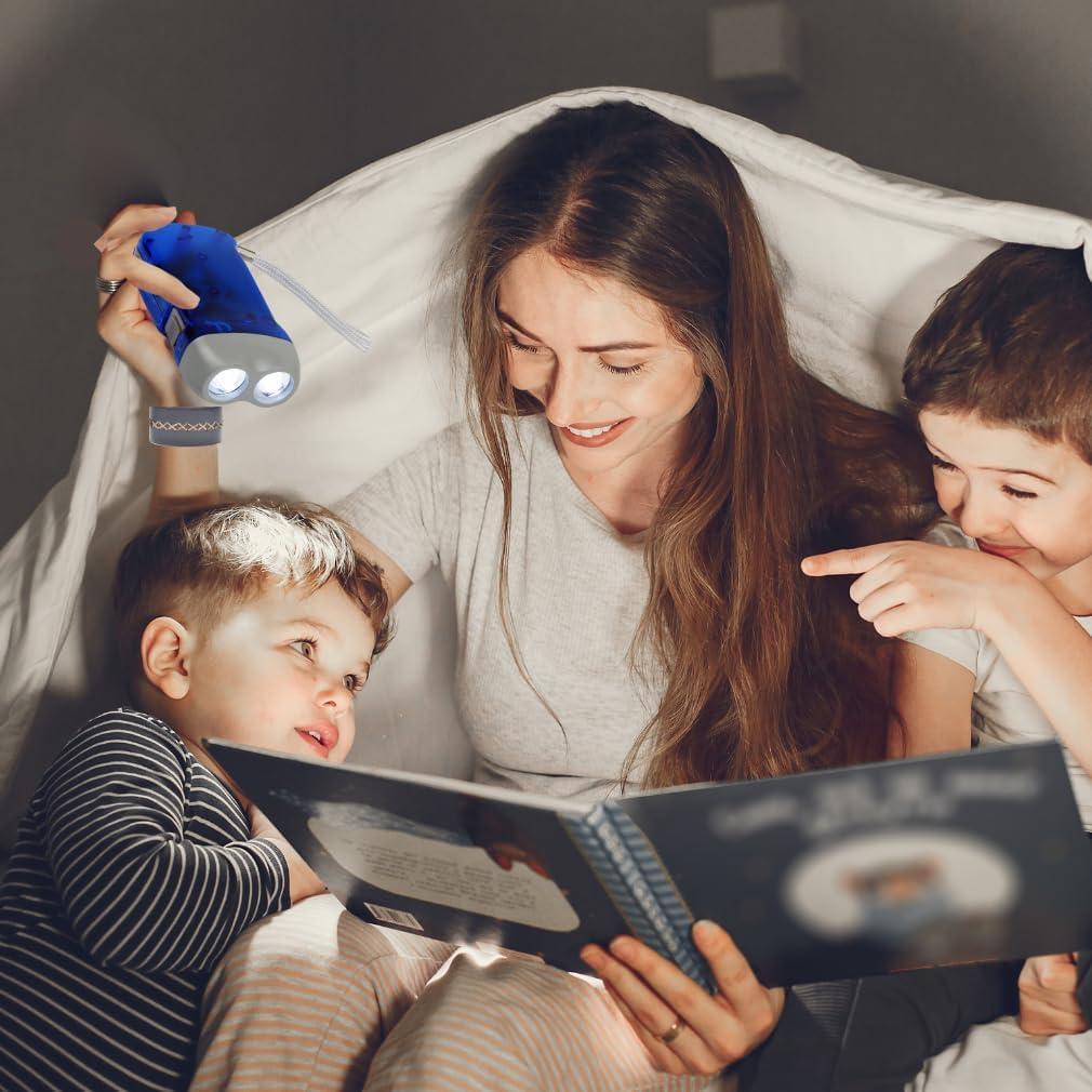 Linterna de Manivela Evelots - Paquete de 4 - LED Doble - Camping y Emergencias