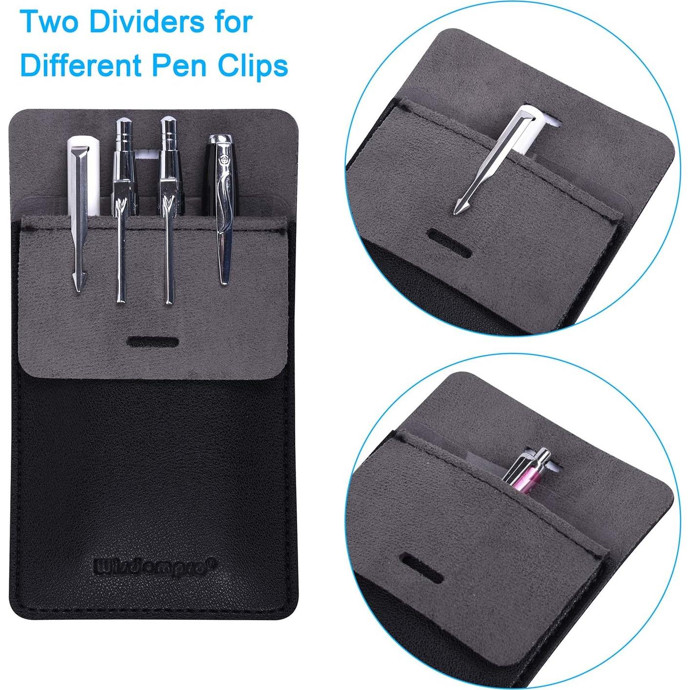 Protector de Bolsillo Wisdompro - Funda de Cuero PU Negra - Paquete de 3