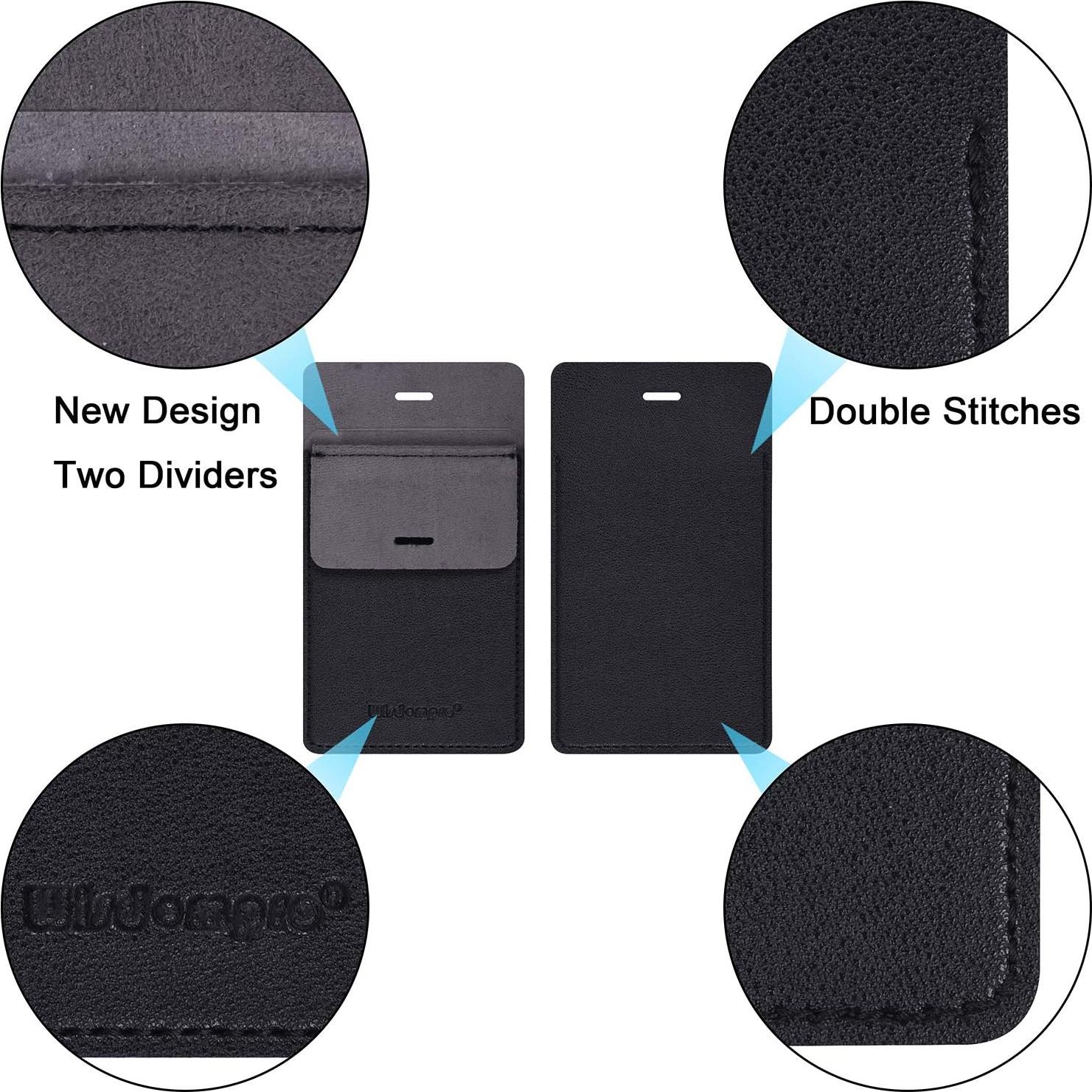 Protector de Bolsillo Wisdompro - Funda de Cuero PU Negra - Paquete de 3