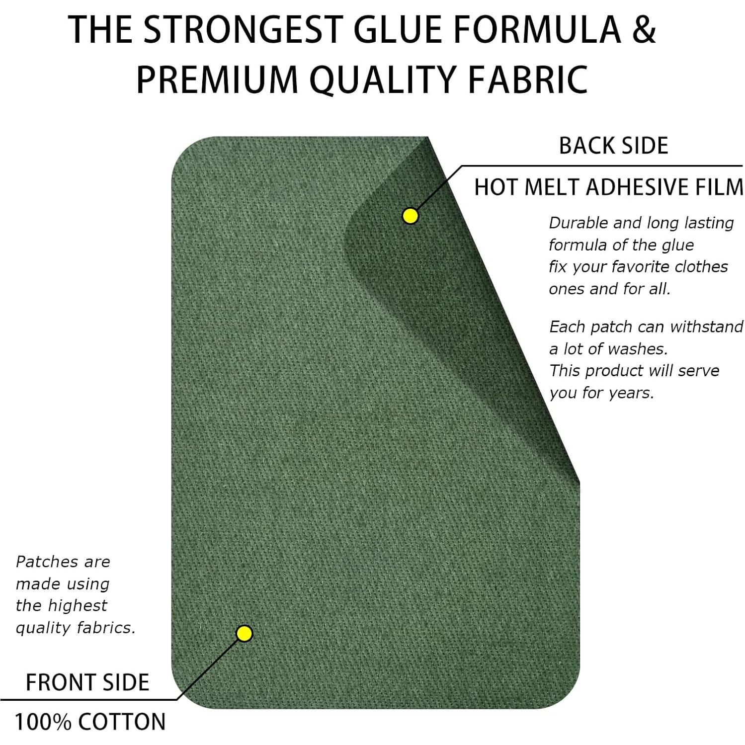 Parches Termoadhesivos Guokuai 12PCS Algodón Verde Militar 7.5x10.5cm