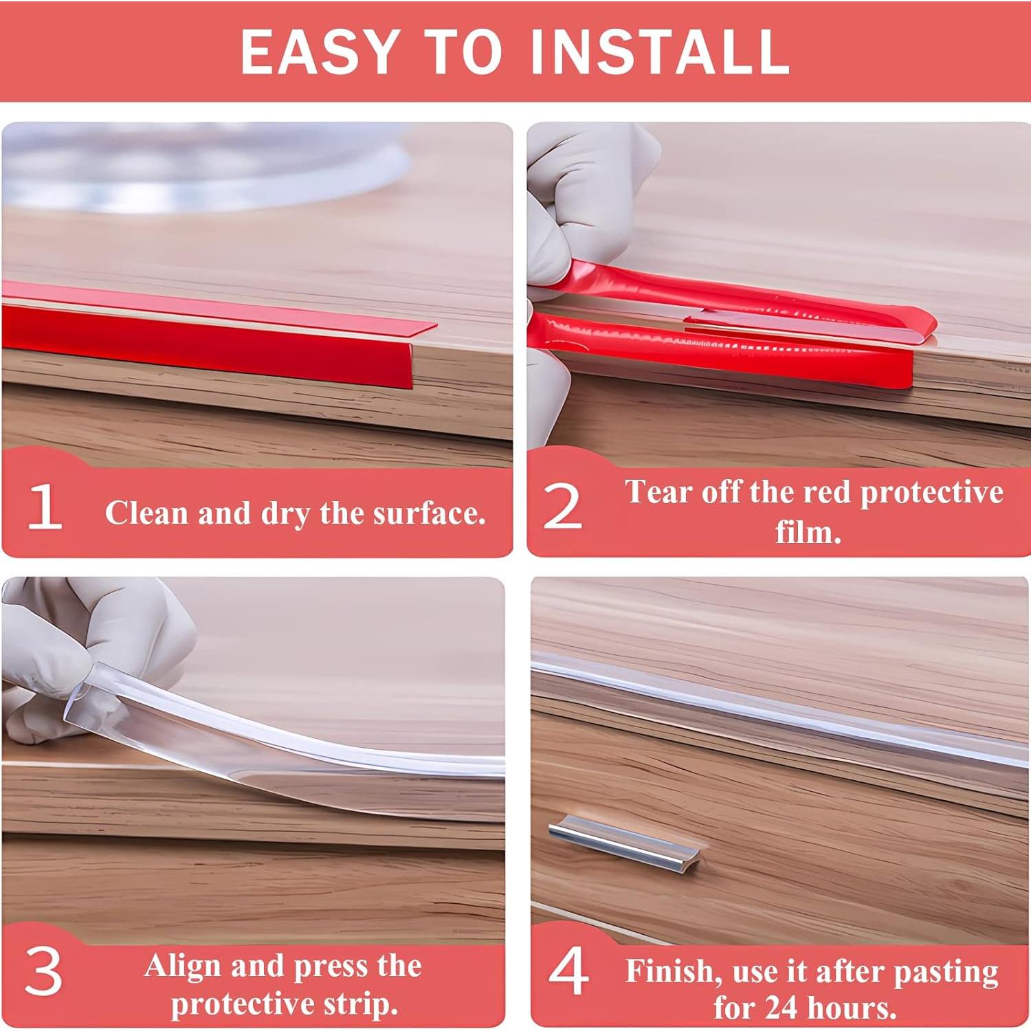 Protectores de Esquinas para Muebles HOLIBIC 6m Silicona Transparente