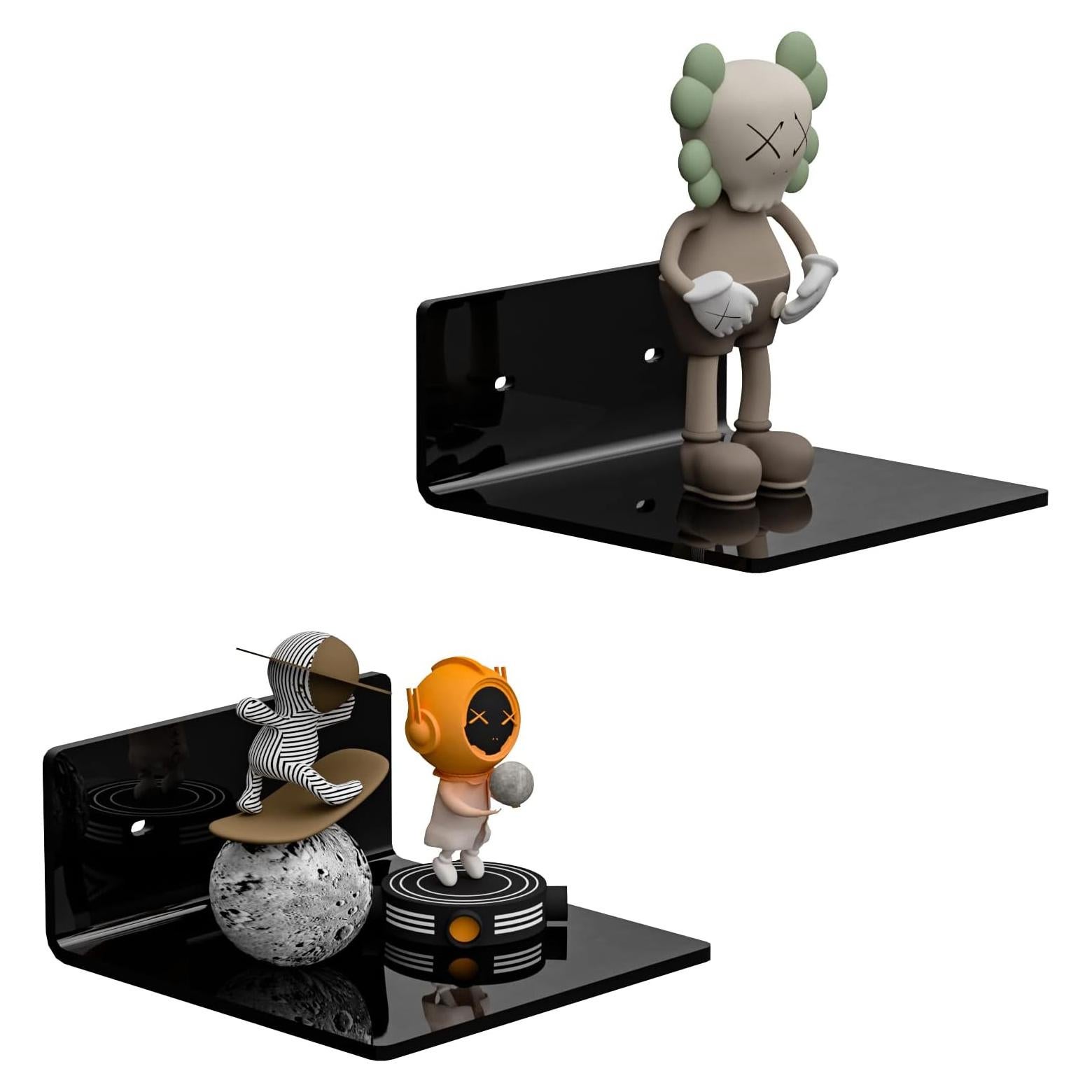 Estantes Flotantes de Acrílico Negro 15.24 cm - 2 Piezas Sezanrpt