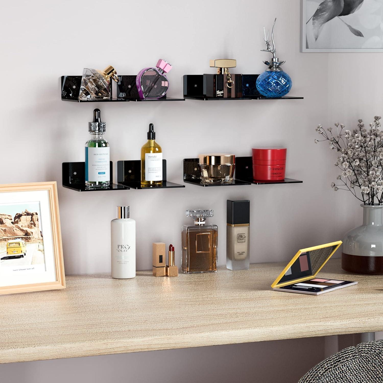 Estantes Flotantes de Acrílico Negro 15.24 cm - 2 Piezas Sezanrpt