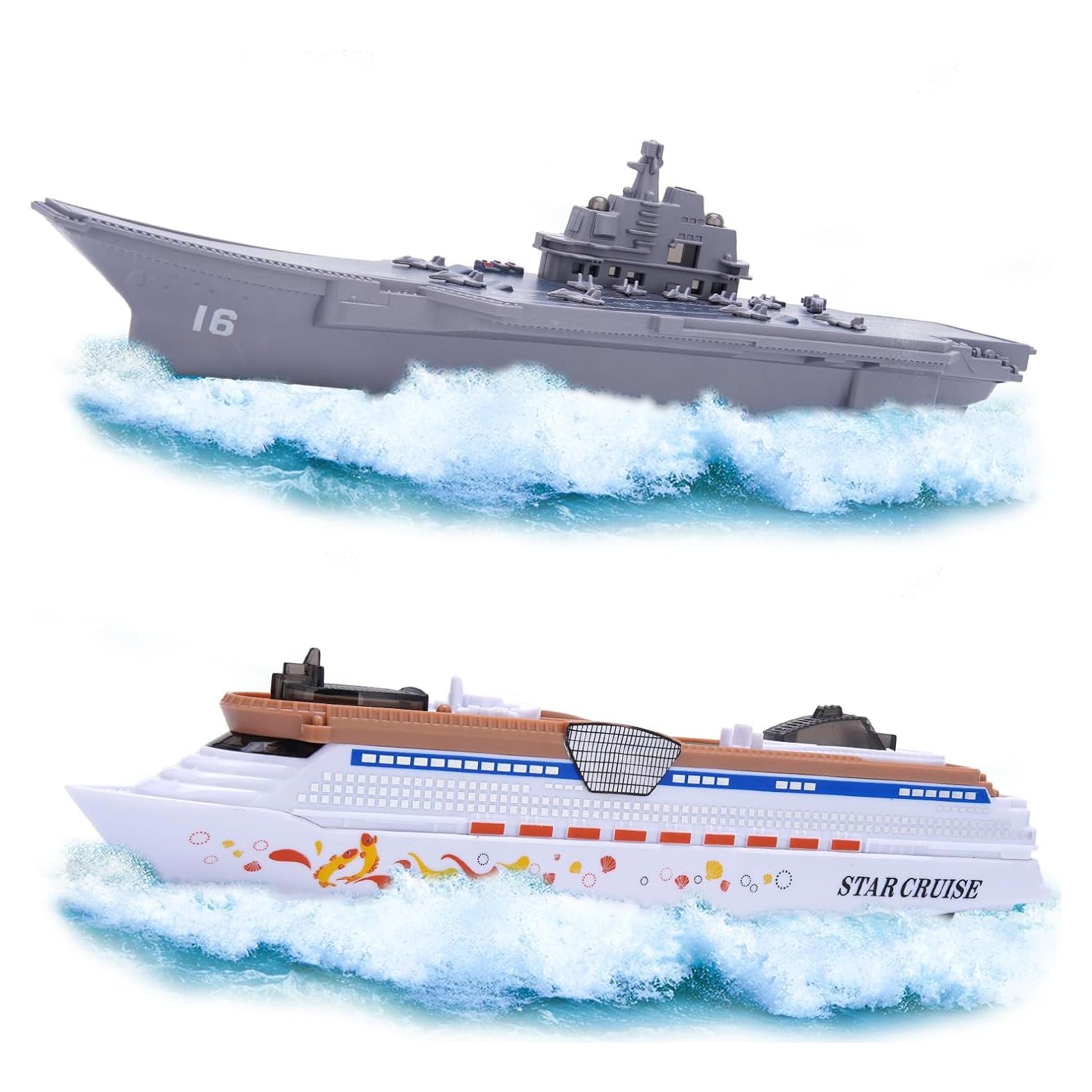 Juego de 2 Barcos Portaviones y Crucero Crelloci 24x5.5cm