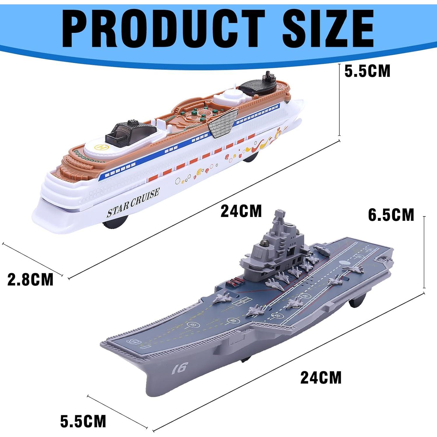 Juego de 2 Barcos Portaviones y Crucero Crelloci 24x5.5cm