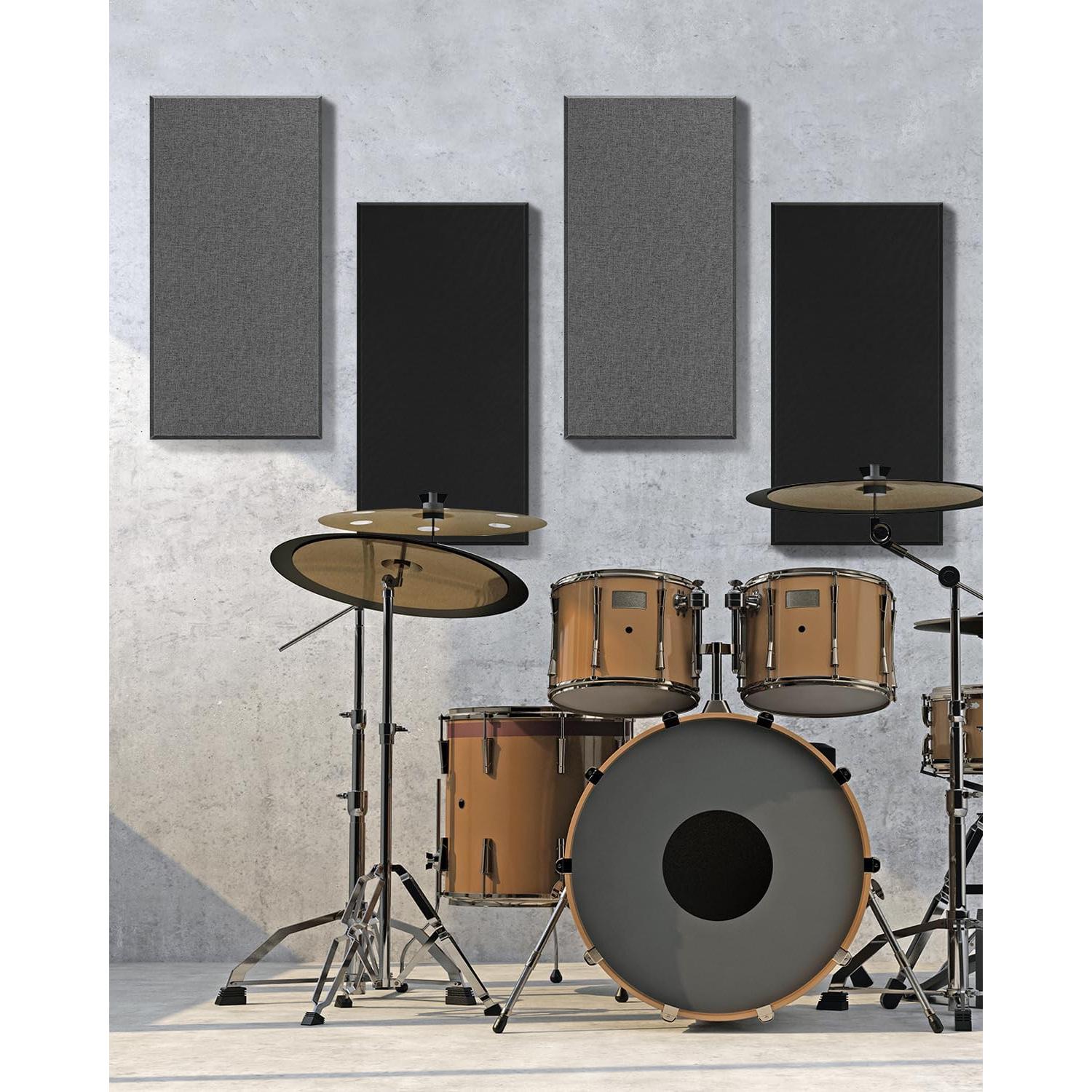 Paquete de 4 Paneles Acústicos Autoadhesivos 60x30cm Negro