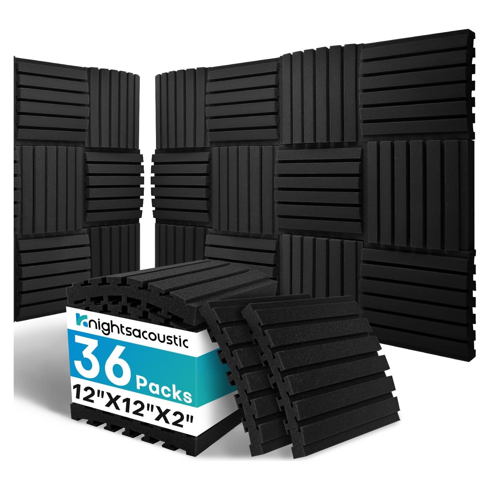 36 Paneles Acústicos Curvados Absorbentes de Sonido 2" Negro