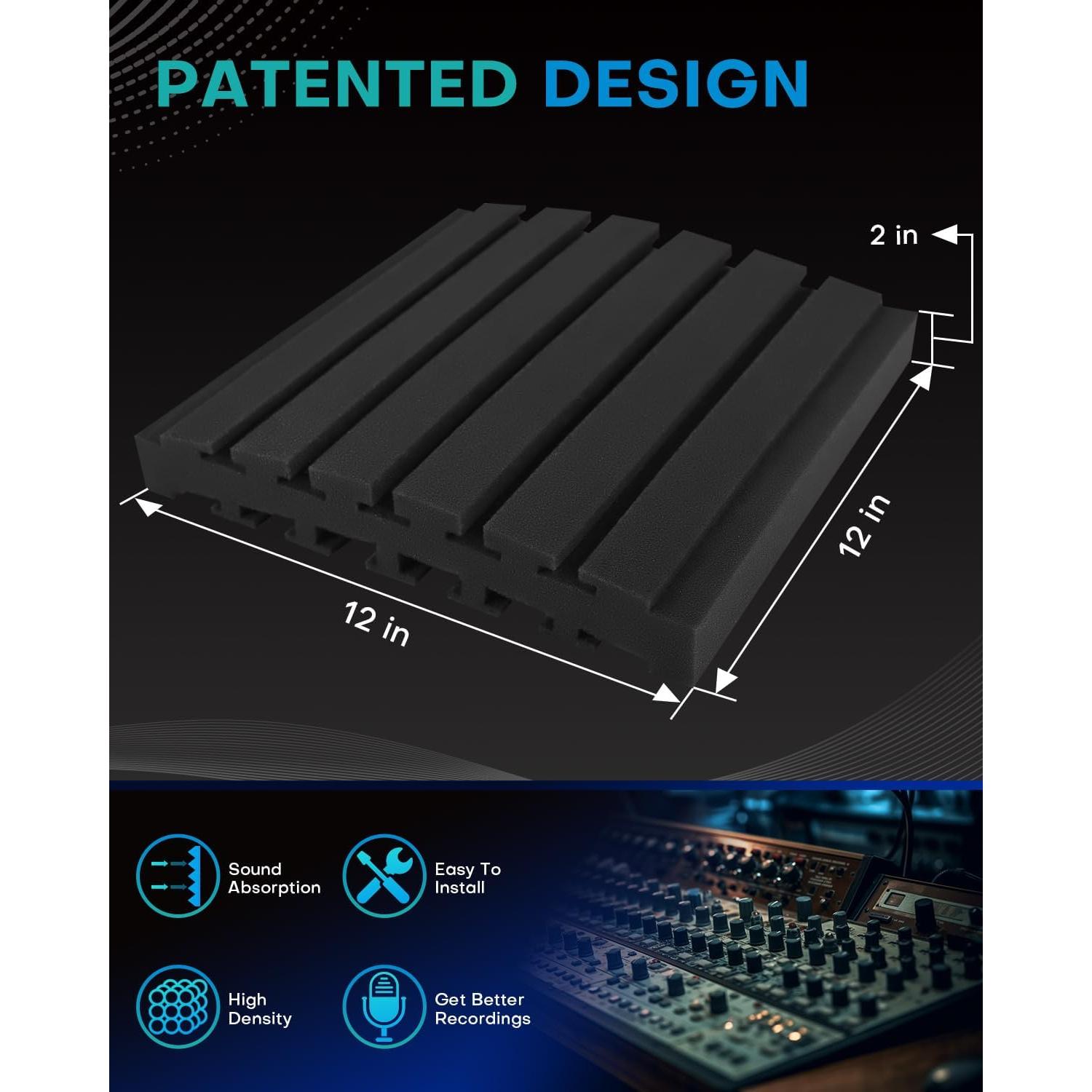 36 Paneles Acústicos Curvados Absorbentes de Sonido 2" Negro