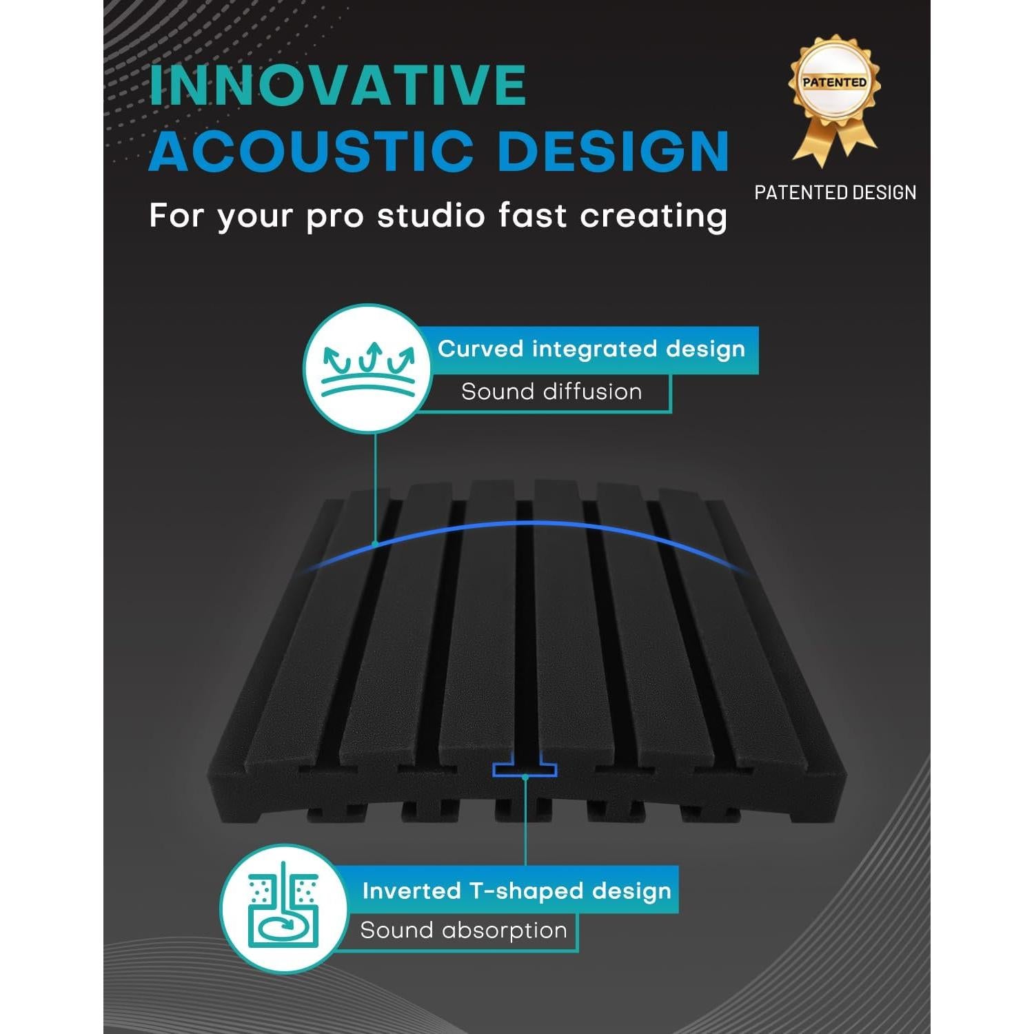 36 Paneles Acústicos Curvados Absorbentes de Sonido 2" Negro