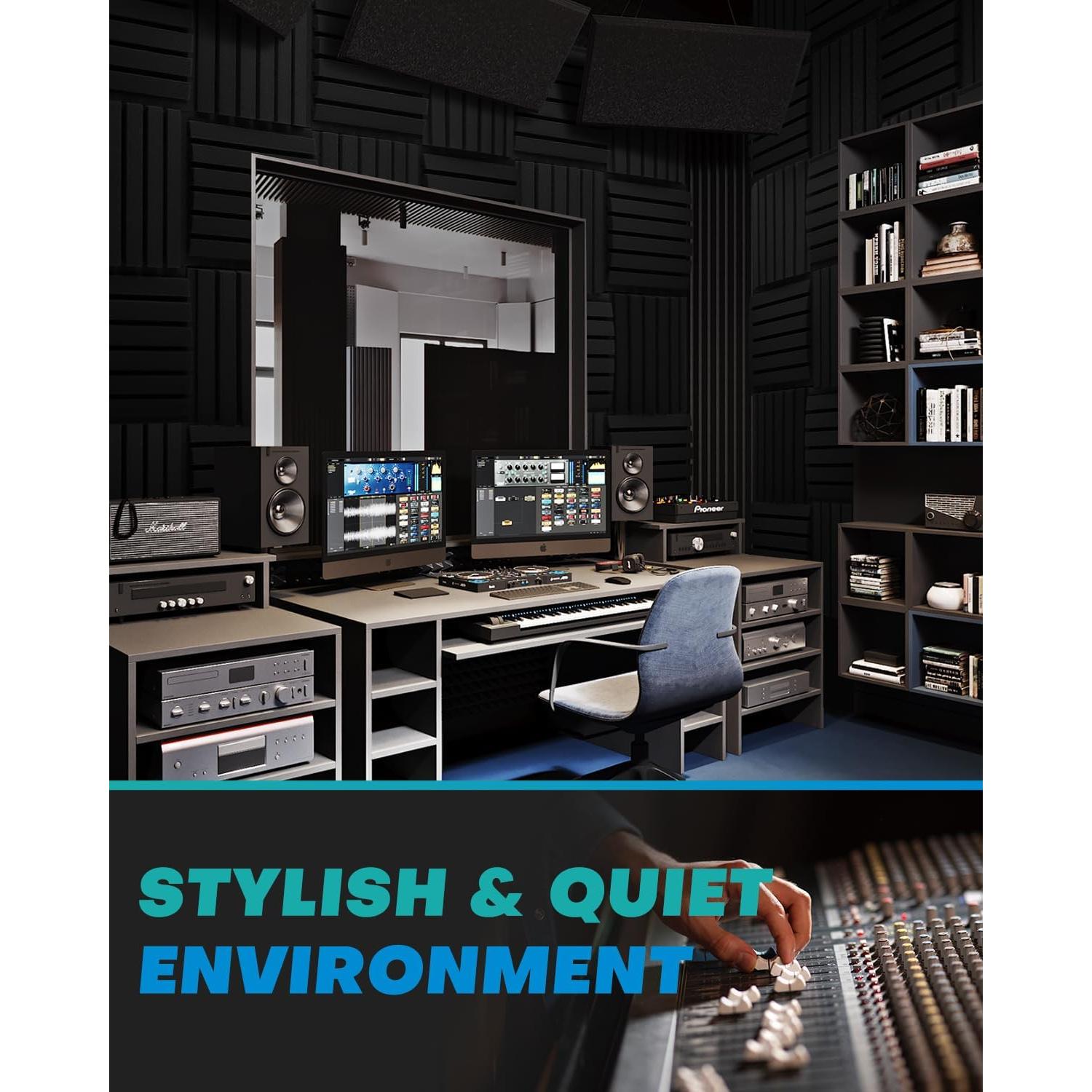 36 Paneles Acústicos Curvados Absorbentes de Sonido 2" Negro