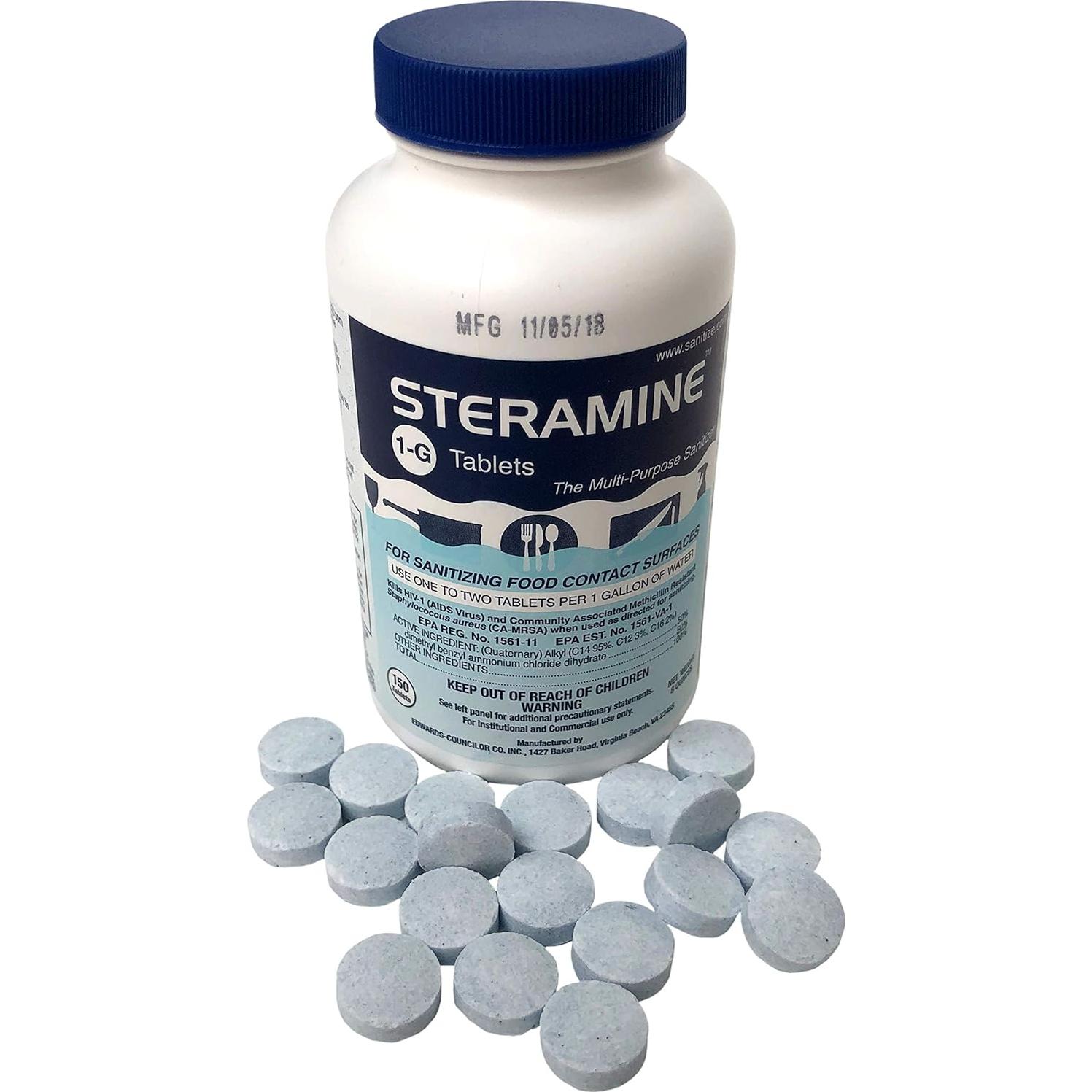 Tabletas Desinfectantes Steramine 150 por Botella - Paquete de 6