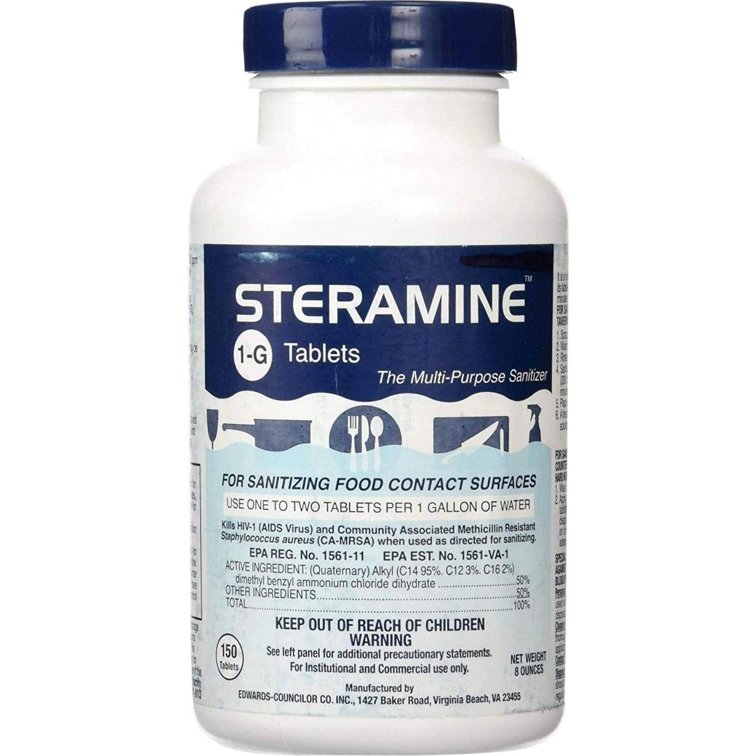 Tabletas Desinfectantes Steramine 150 por Botella - Paquete de 6