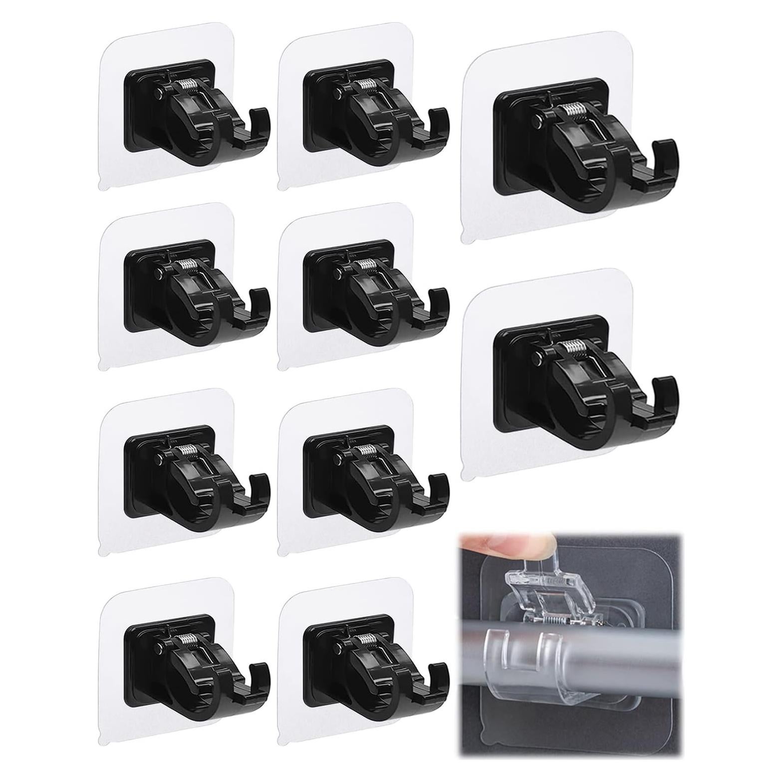 Soporte para Barra de Cortina Sin Perforación Tendiren 10pcs Negro
