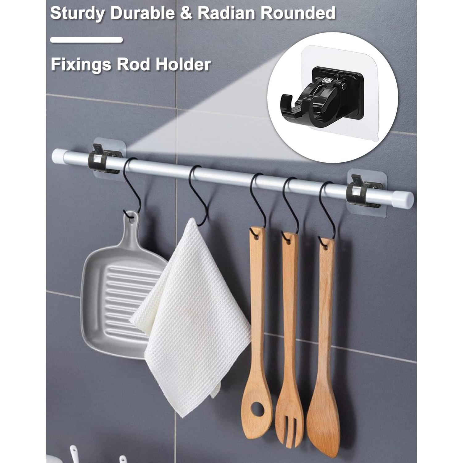 Soporte para Barra de Cortina Sin Perforación Tendiren 10pcs Negro