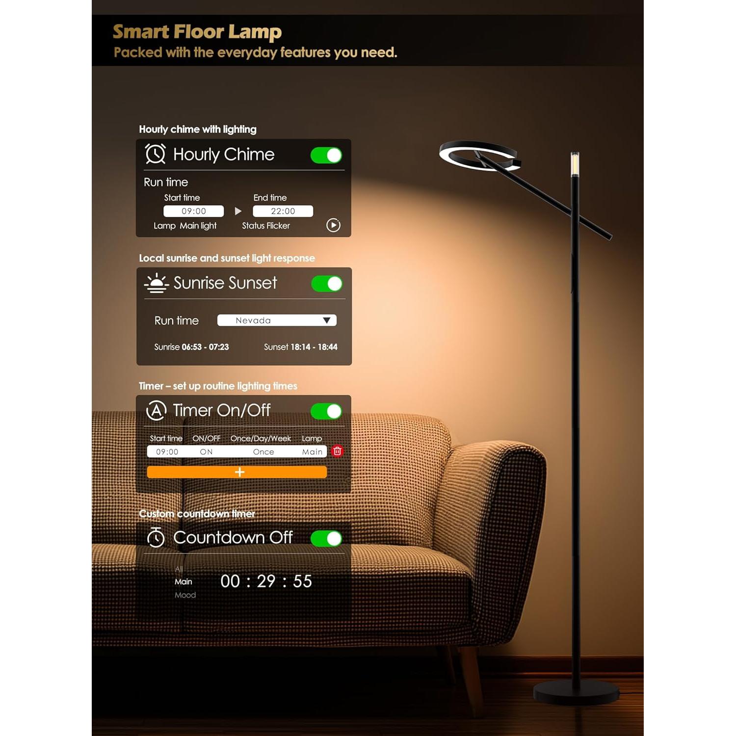 Lámpara de Suelo Inteligente GLOWRIUM 10000 Lux LED Regulable