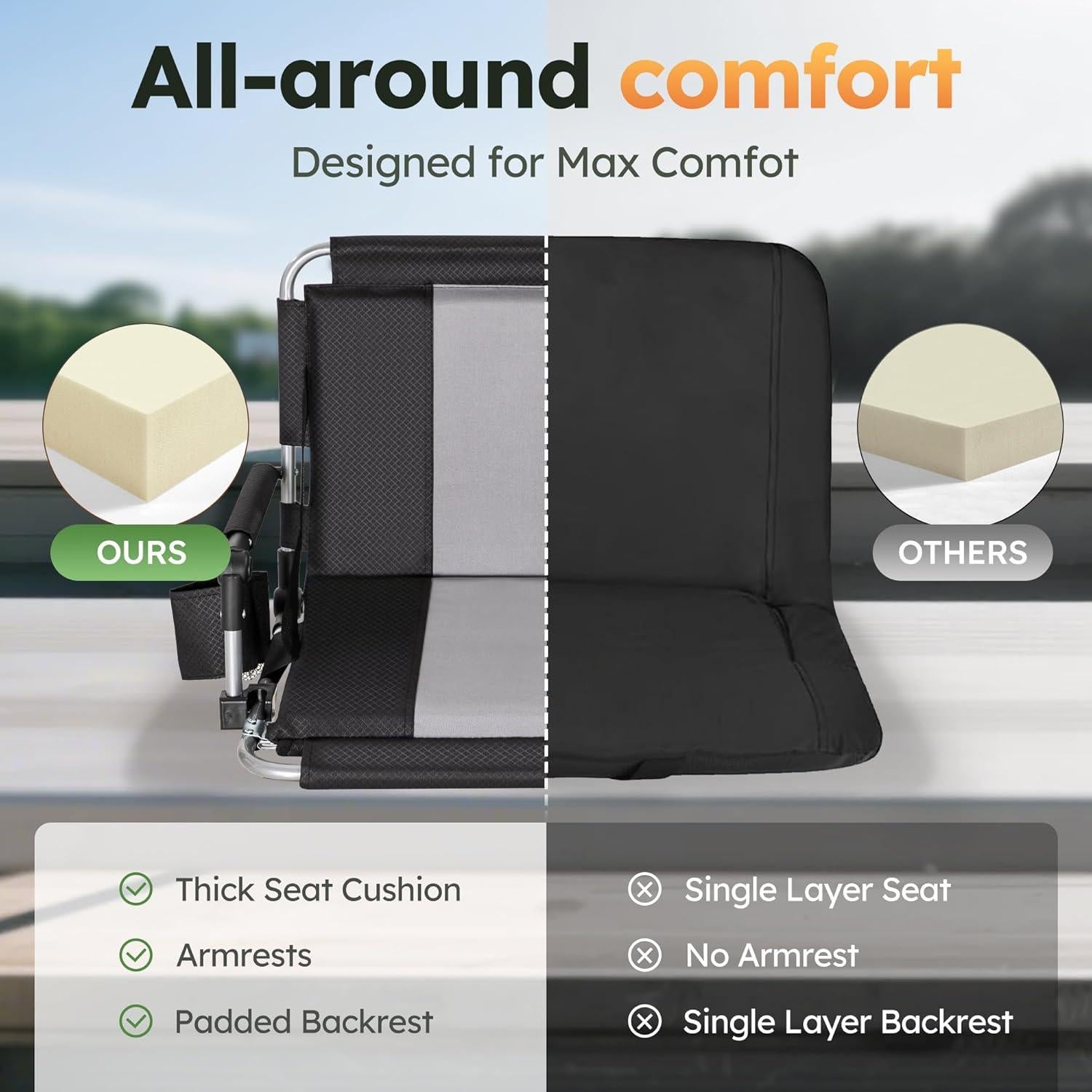 Silla Plegable de Estadio Let's Camp con Porta Vasos y Cojín