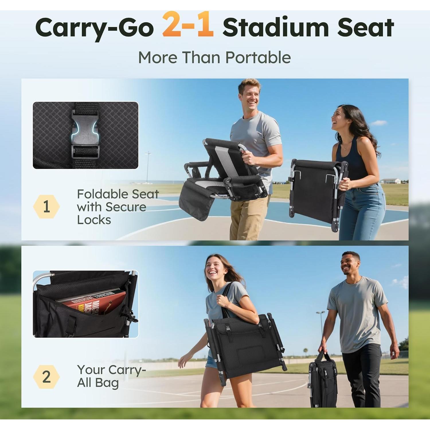 Silla Plegable de Estadio Let's Camp con Porta Vasos y Cojín