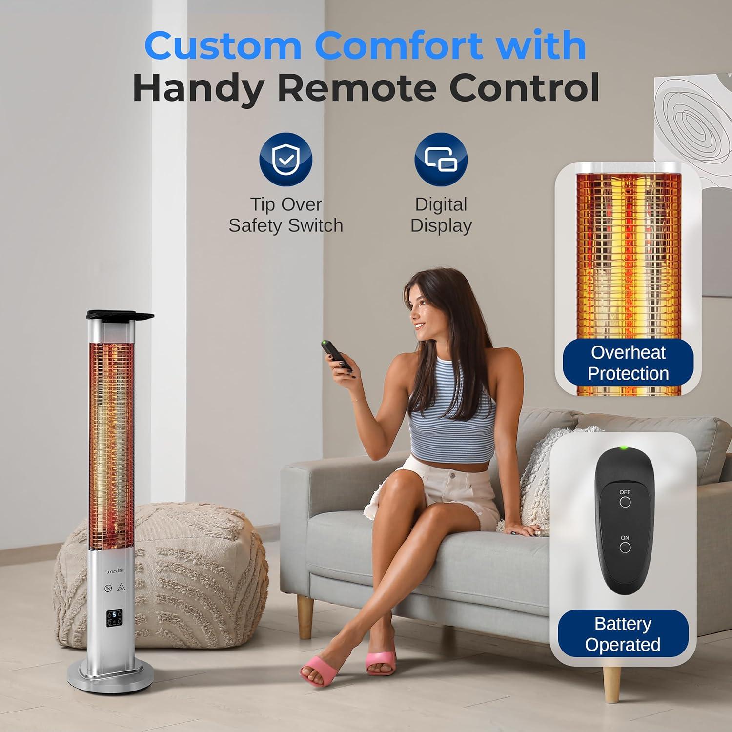 Calentador Eléctrico de Patio SereneLife 900W Infrarrojo IP65