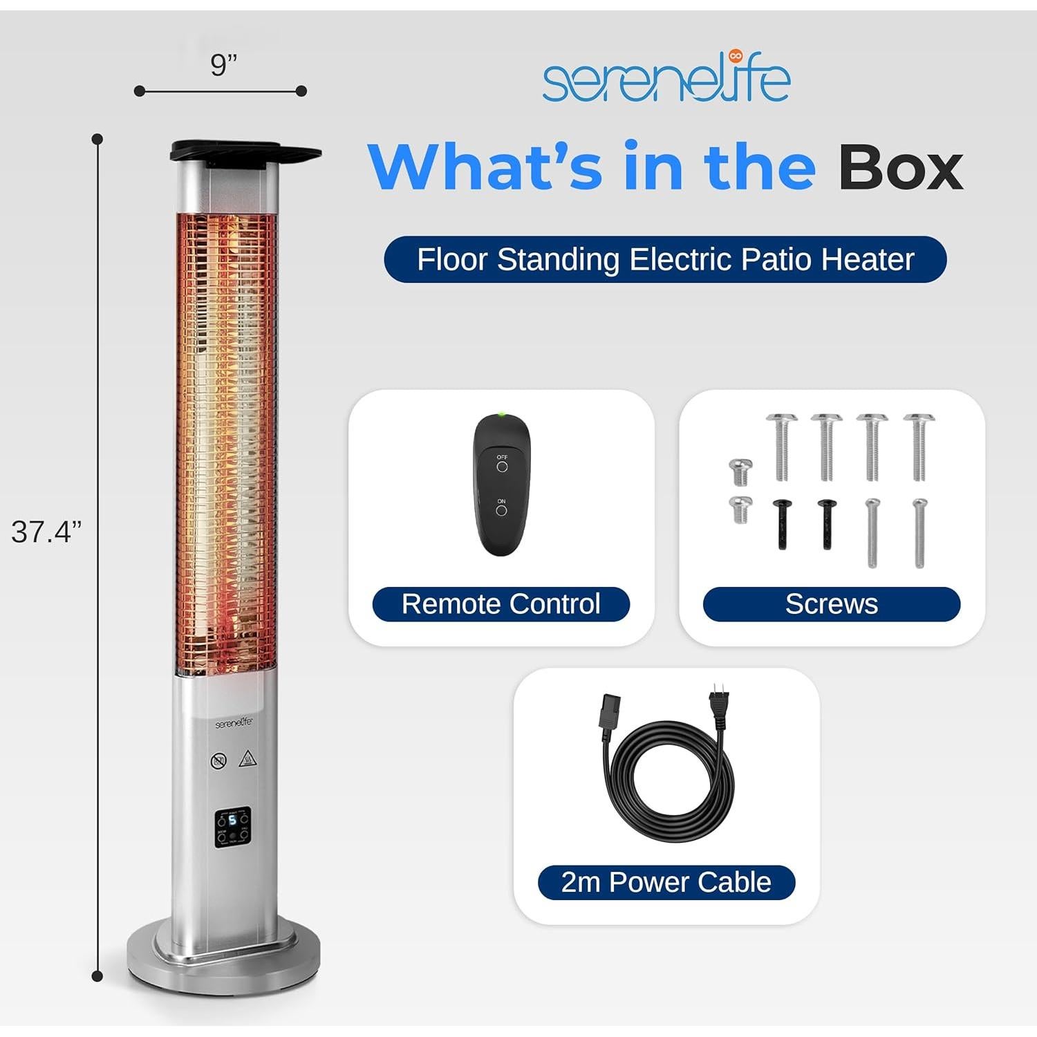 Calentador Eléctrico de Patio SereneLife 900W Infrarrojo IP65
