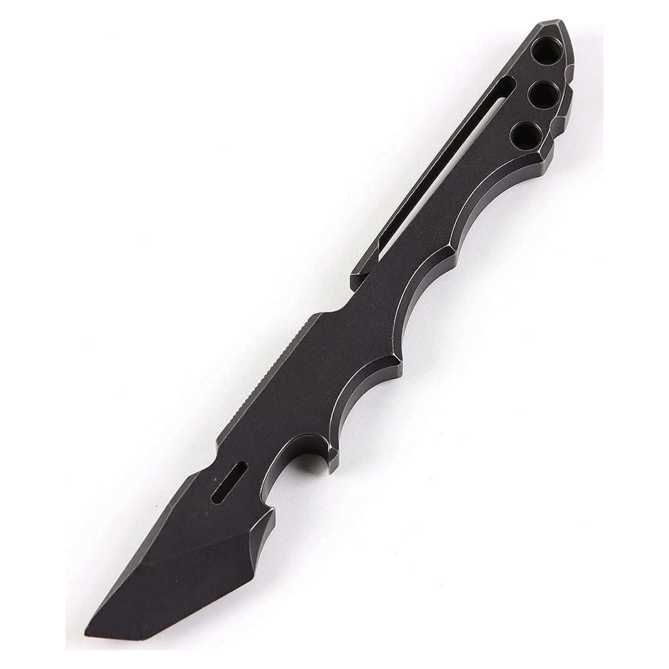 Titanium Pry Bar EDC Multi Tool with Bottle Opener Box Opener Clip Function (Black)