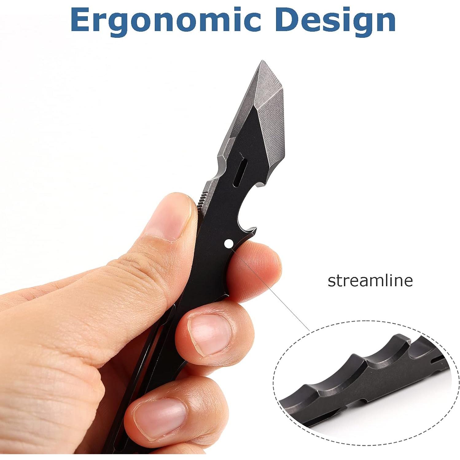 Titanium Pry Bar EDC Multi Tool with Bottle Opener Box Opener Clip Function (Black)