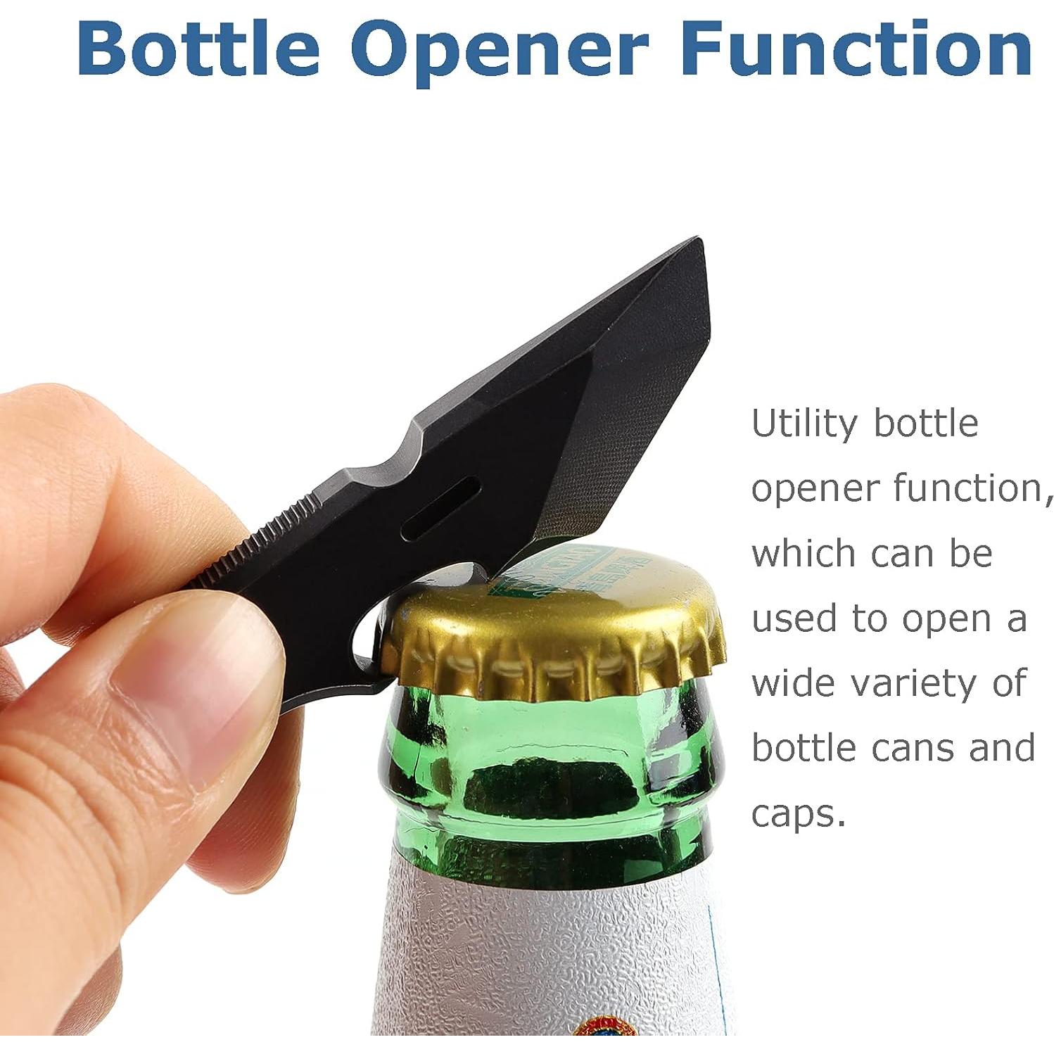 Titanium Pry Bar EDC Multi Tool with Bottle Opener Box Opener Clip Function (Black)