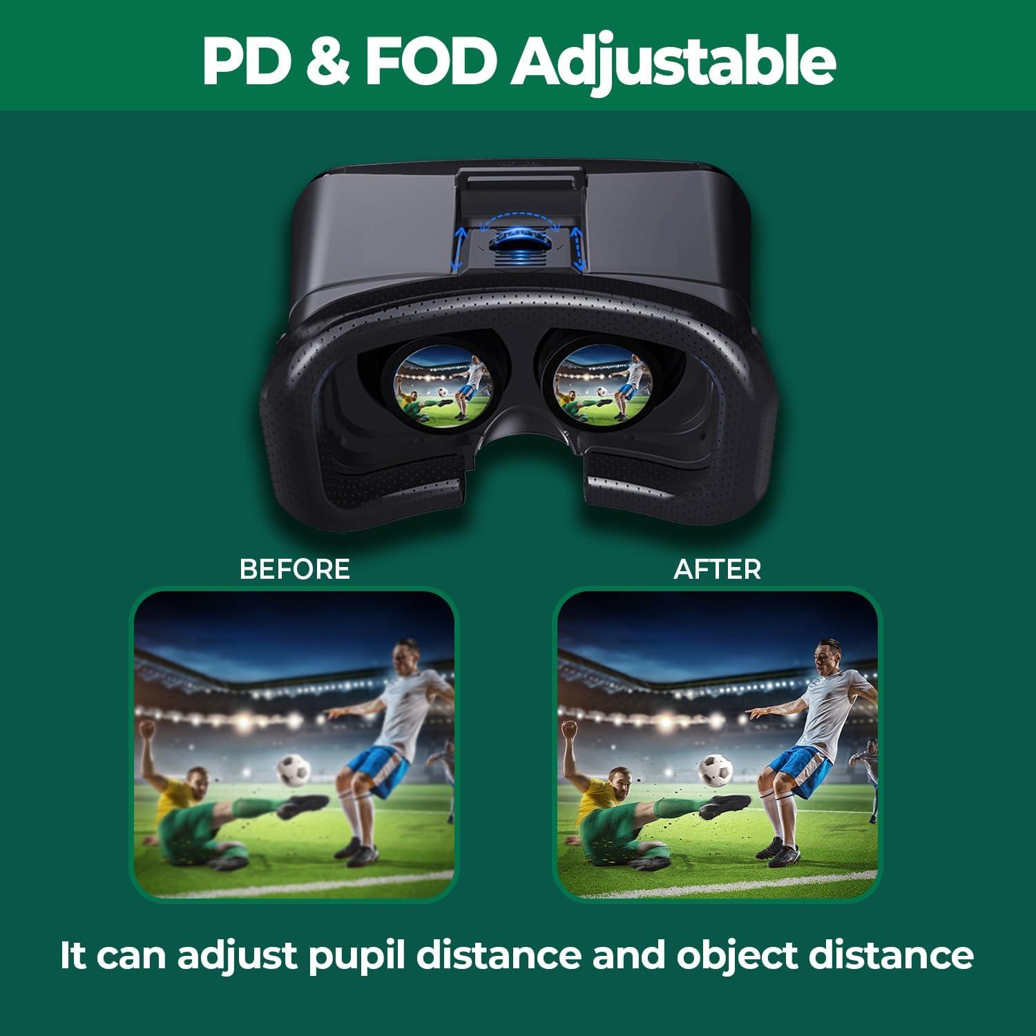 VR Headset for Phone, Virtual Reality Goggles Set vr Headsets for Kids and Adults for VR Game Video Movies Education, Compatible with iPhone 16/15/14/13/12 Samsung Android 4.5-6.7"