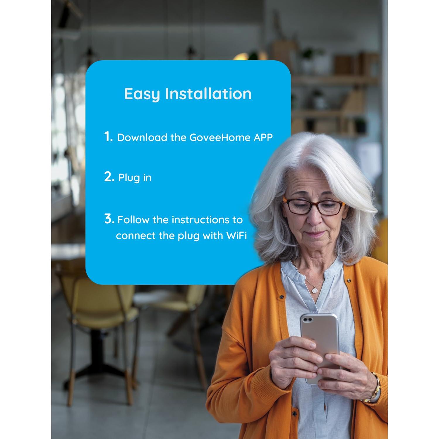 Enchufe Inteligente Govee H5080 15A WiFi Bluetooth Control Voz